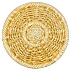 Christian Dior GROSSE 1970s Large Vivid Woven Dome Straw Hat Chunky Gold Brooch