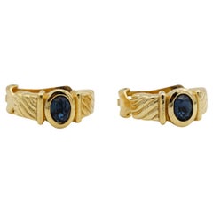 Christian Dior GROSSE 1970s Long Oval Sapphire Crystal Dome Hoop Clip Earrings