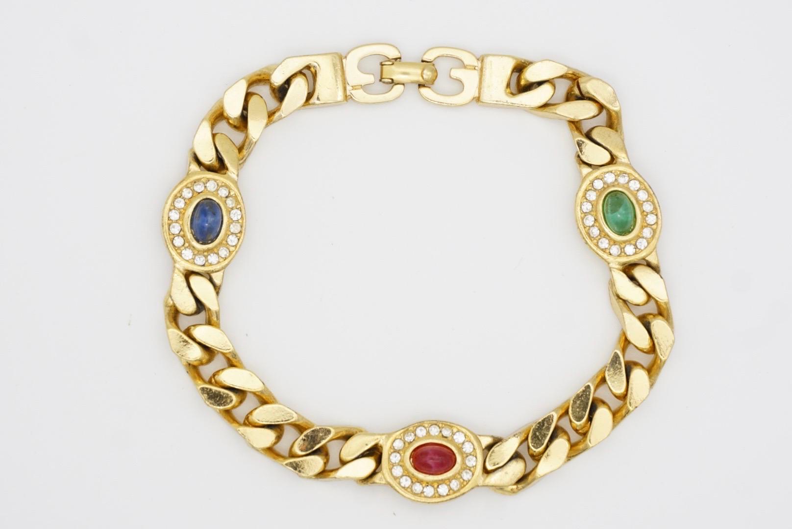 Christian Dior GROSSE 1970er Jahre Rubin-Saphir-Smaragd-Kristall-Ineinandergreifendes Armband im Angebot 5