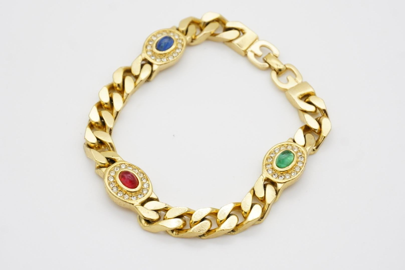 Christian Dior GROSSE 1970er Jahre Rubin-Saphir-Smaragd-Kristall-Ineinandergreifendes Armband im Angebot 6
