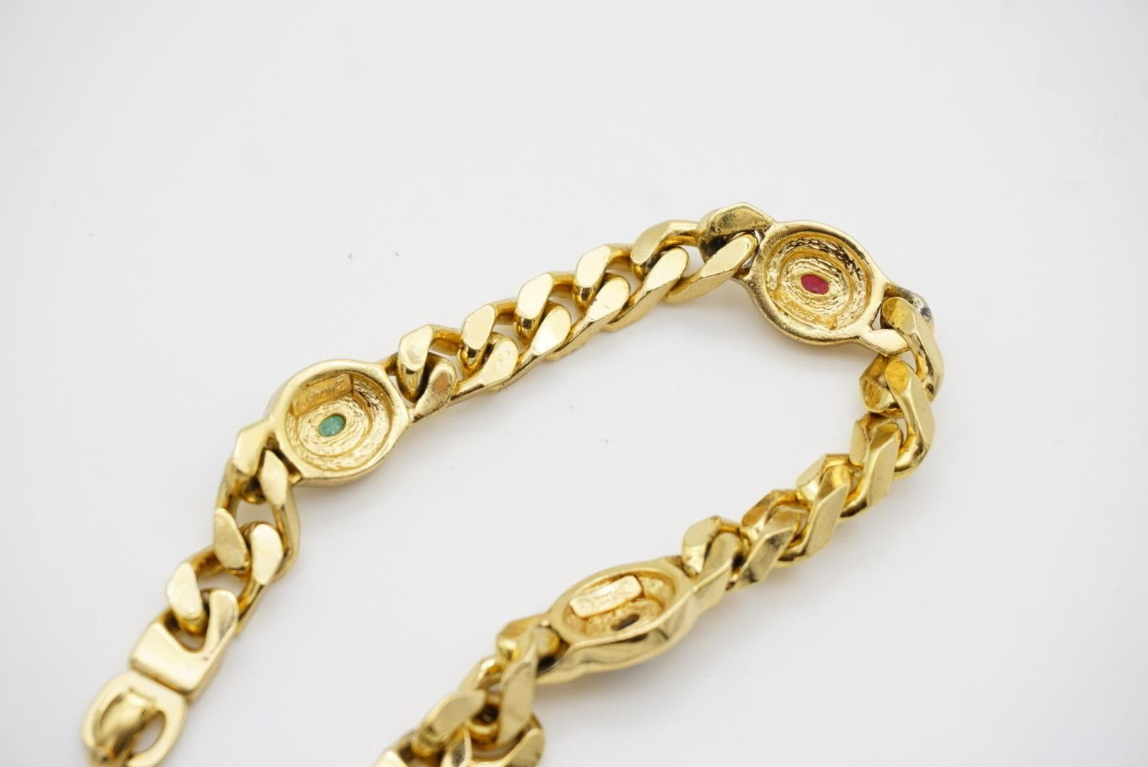 Christian Dior GROSSE 1970er Jahre Rubin-Saphir-Smaragd-Kristall-Ineinandergreifendes Armband im Angebot 7