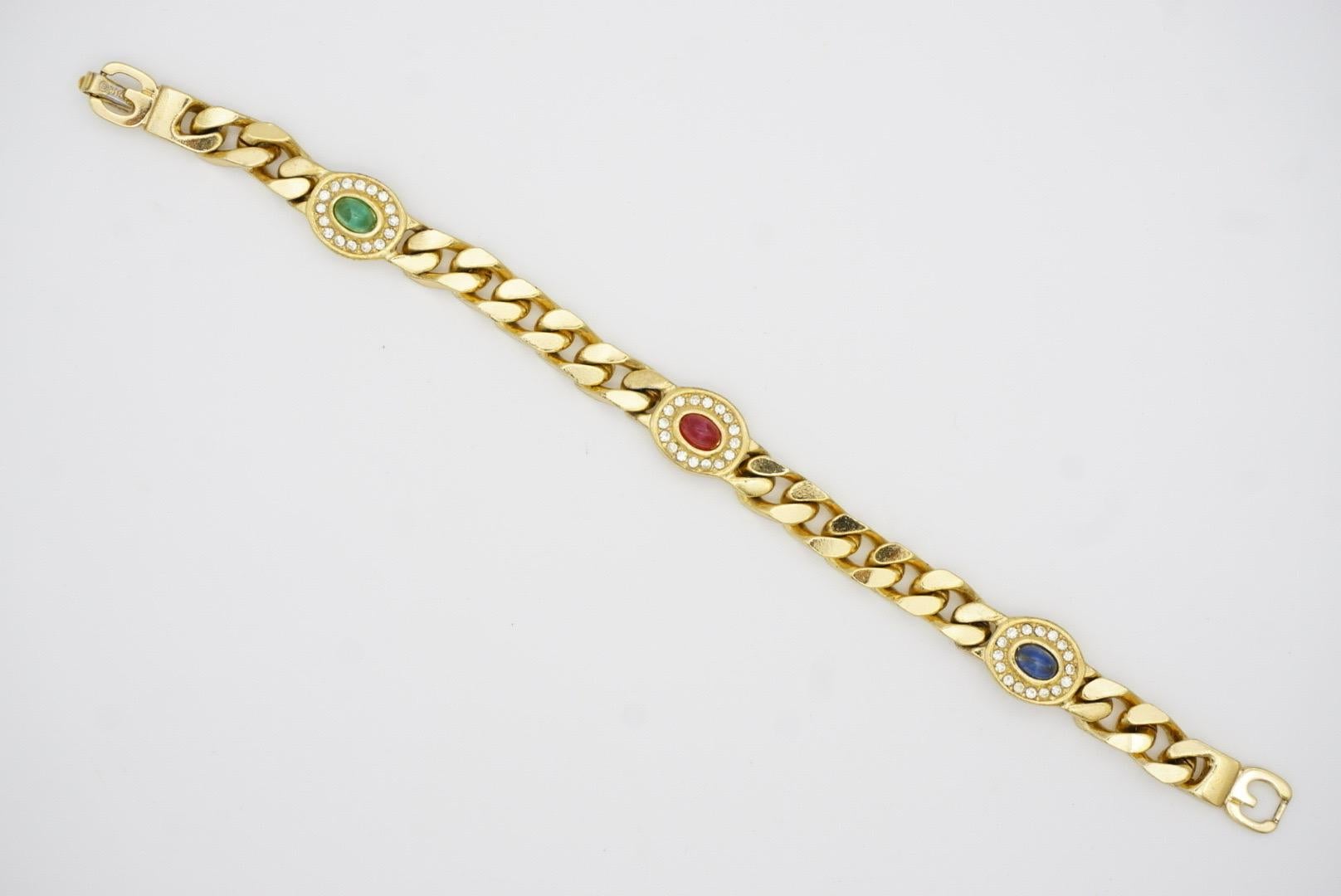 Christian Dior GROSSE 1970er Jahre Rubin-Saphir-Smaragd-Kristall-Ineinandergreifendes Armband im Angebot 9