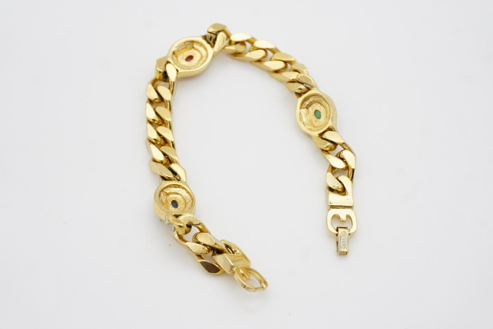 Christian Dior GROSSE 1970er Jahre Rubin-Saphir-Smaragd-Kristall-Ineinandergreifendes Armband im Angebot 10