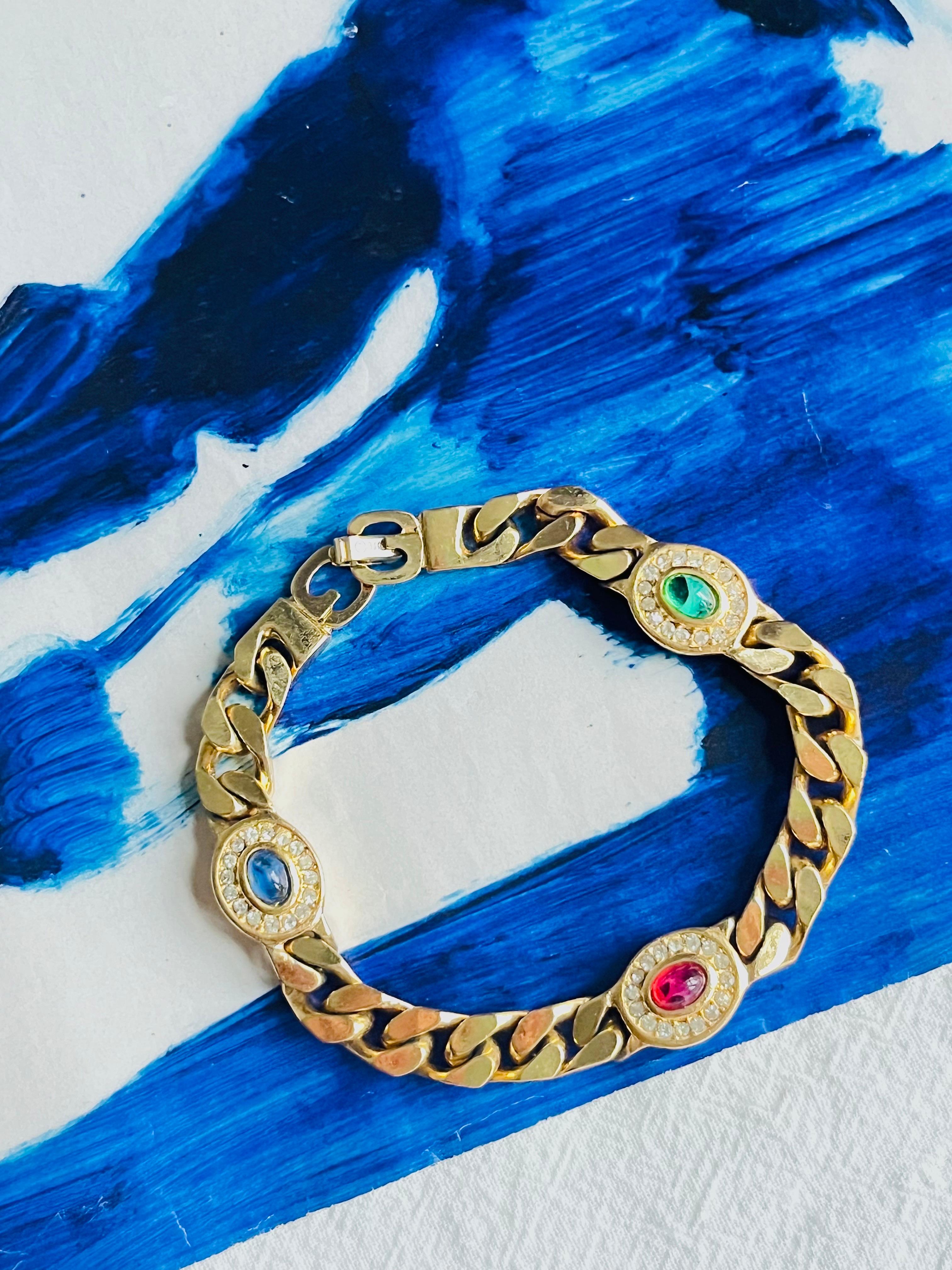 Christian Dior GROSSE 1970er Jahre Rubin-Saphir-Smaragd-Kristall-Ineinandergreifendes Armband im Zustand „Gut“ im Angebot in Wokingham, England
