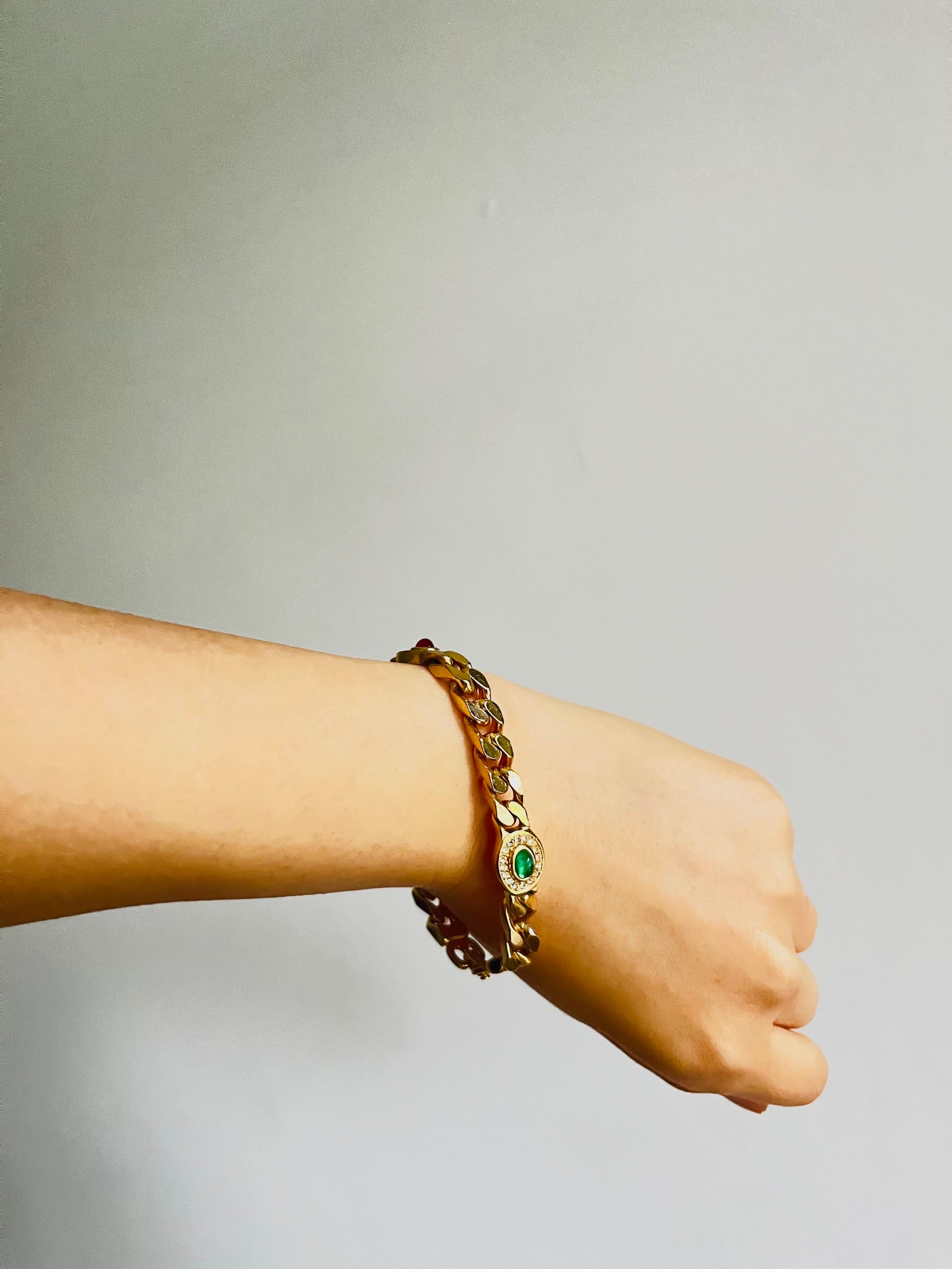 Christian Dior GROSSE 1970er Jahre Rubin-Saphir-Smaragd-Kristall-Ineinandergreifendes Armband im Angebot 4