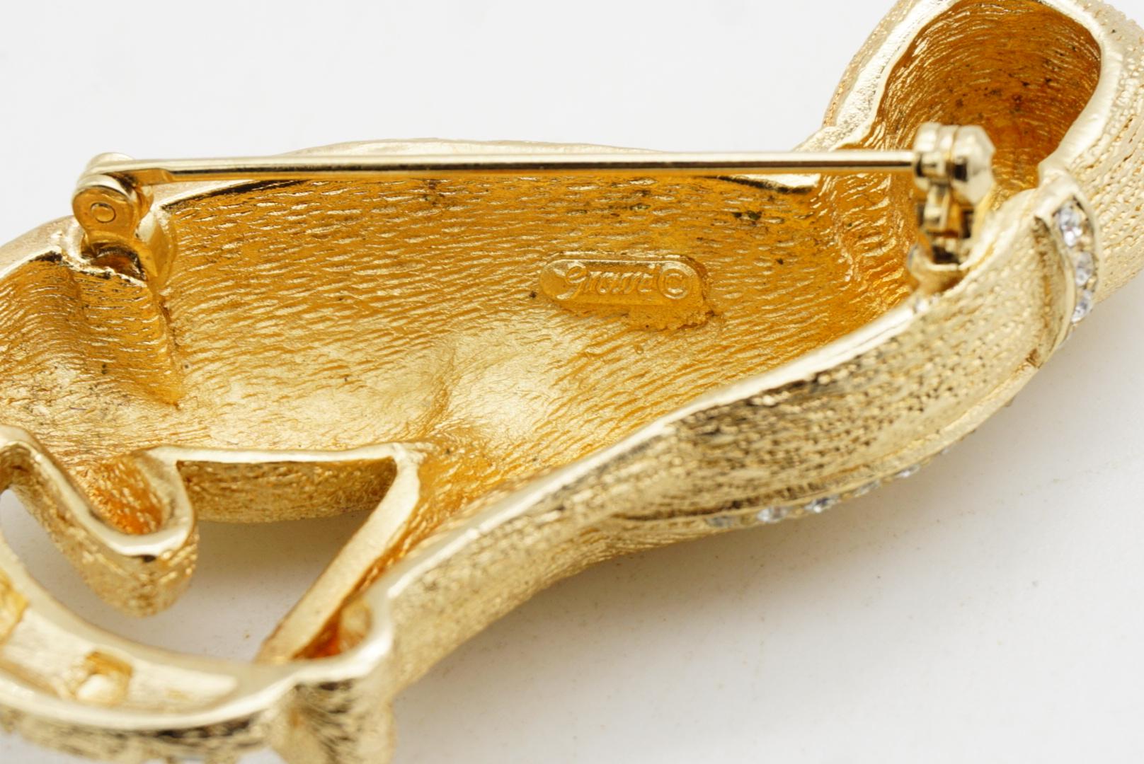 Christian Dior GROSSE 1970s Textured Vivid Cute Cat Sit Crystals Chunky Brooch For Sale 9