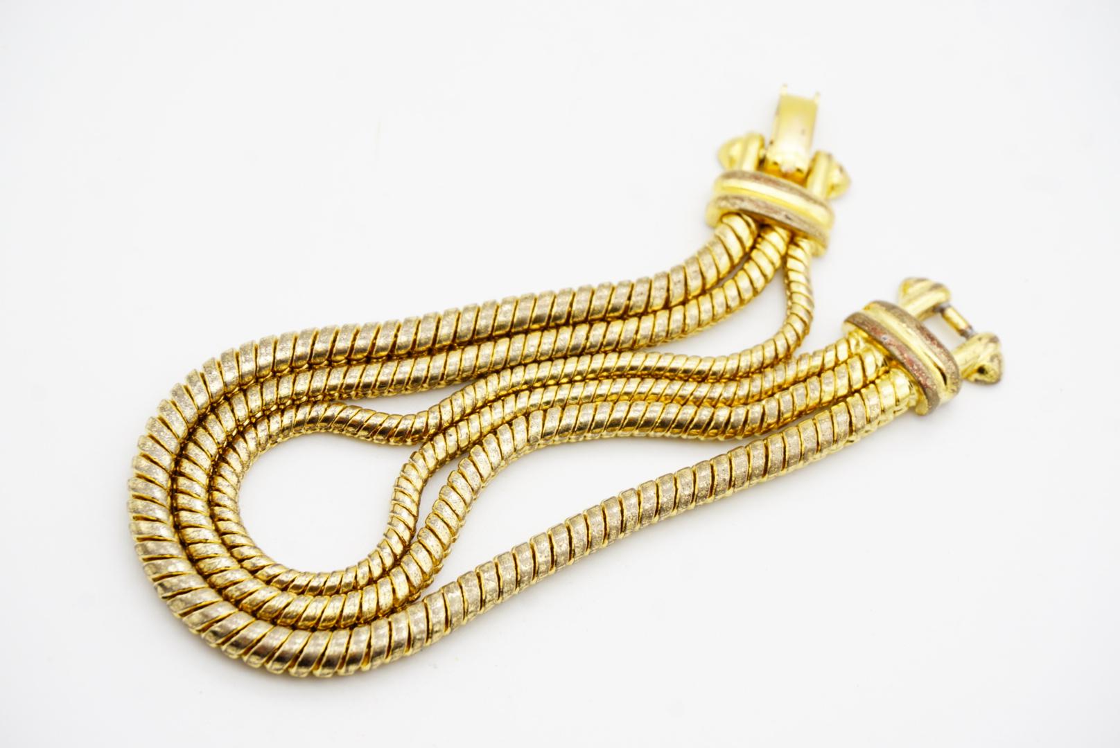 Christian Dior GROSSE 1970s Trio Layer Strands Rope Linked Chain Snake Bracelet 5