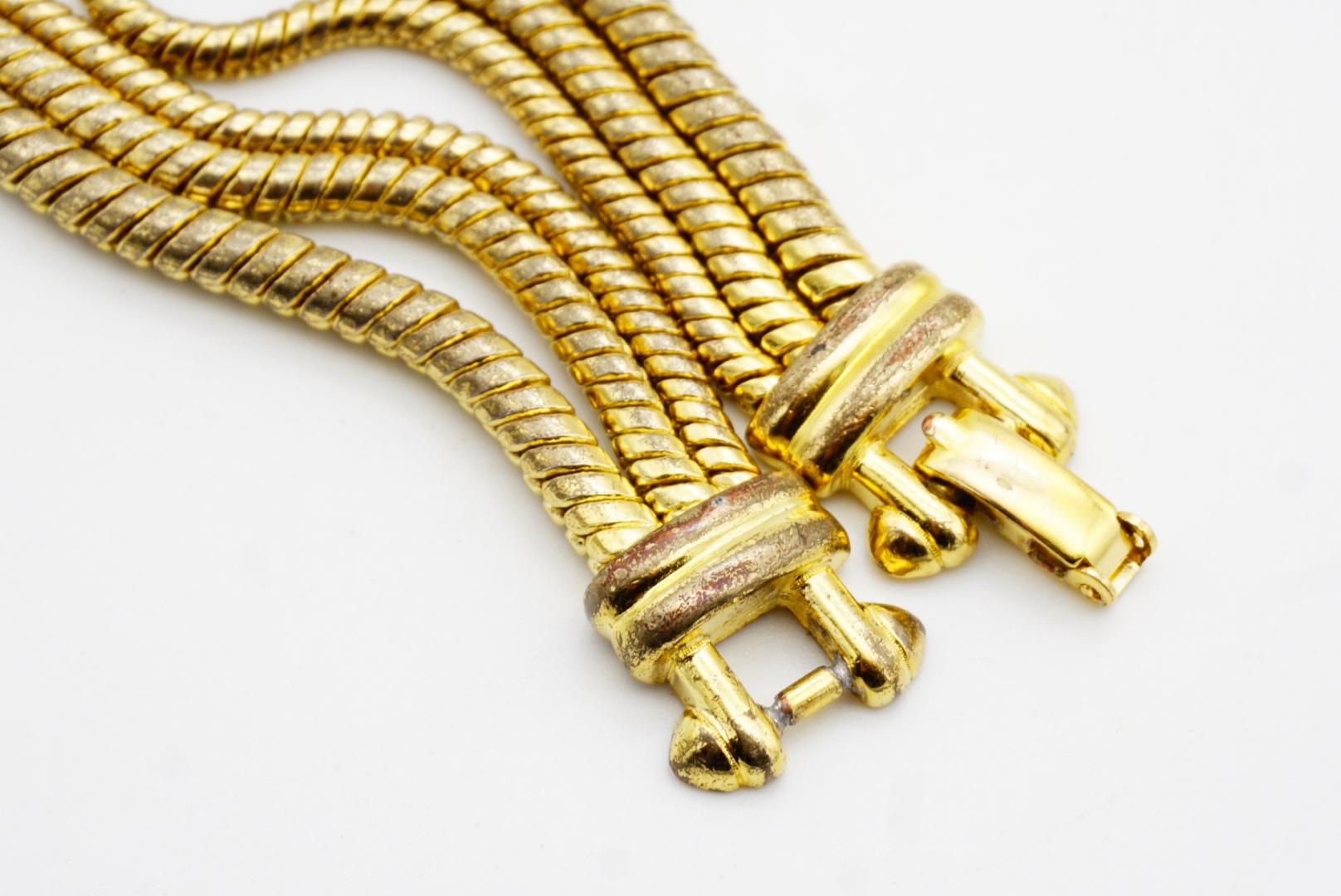 Christian Dior GROSSE 1970s Trio Layer Strands Rope Linked Chain Snake Bracelet 6