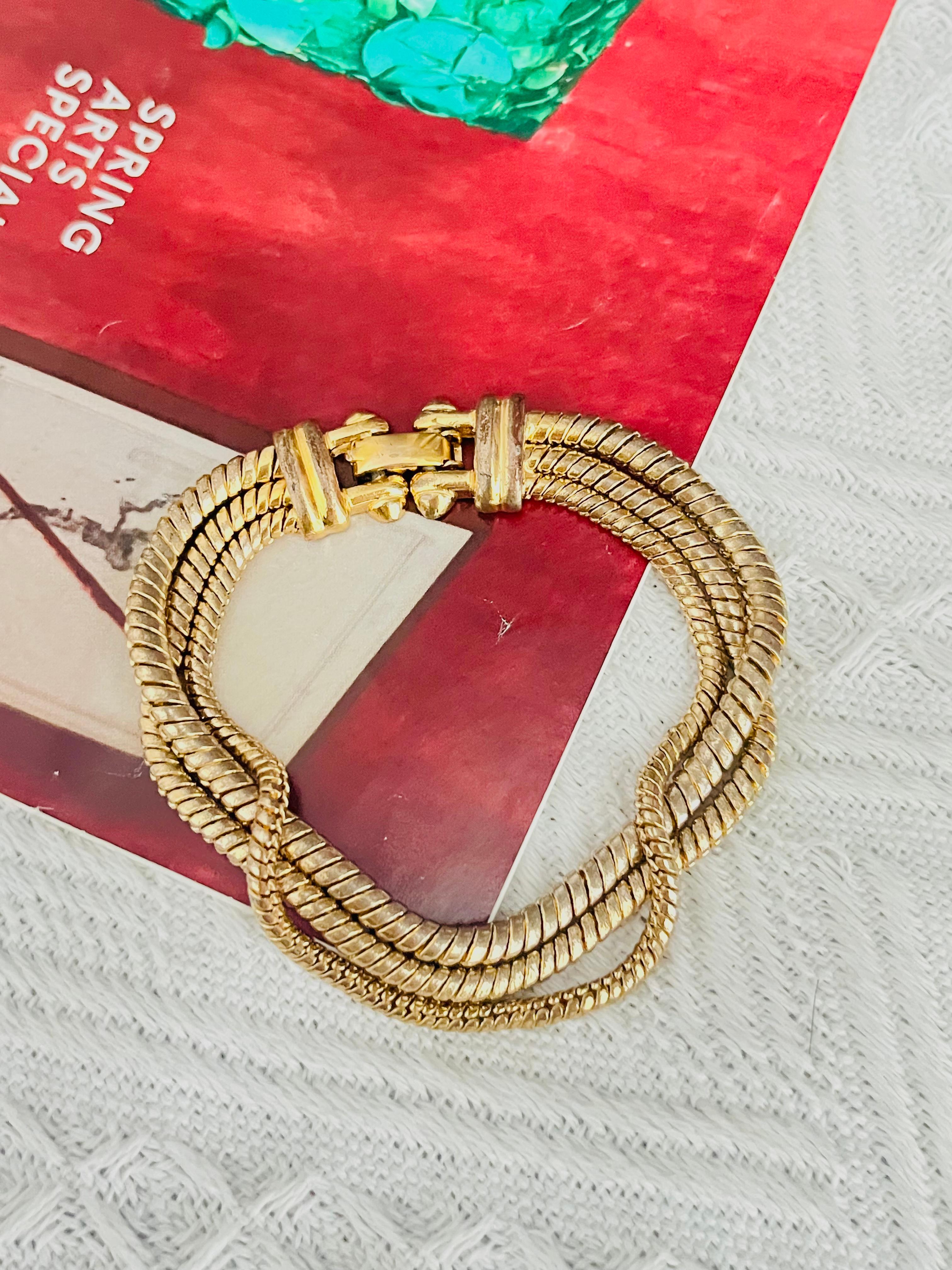 Art Deco Christian Dior GROSSE 1970s Trio Layer Strands Rope Linked Chain Snake Bracelet