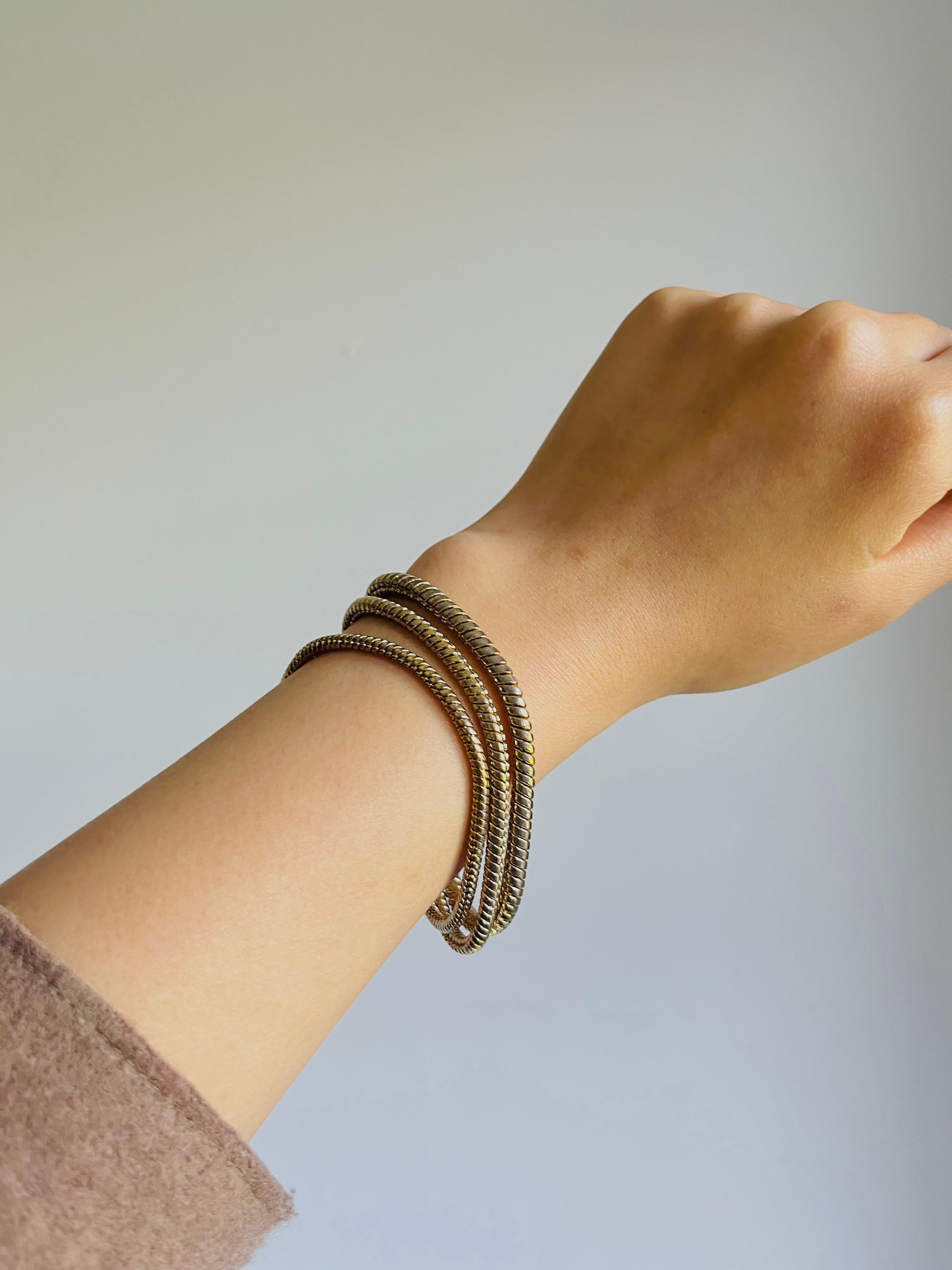 Women's or Men's Christian Dior GROSSE 1970s Trio Layer Strands Rope Linked Chain Snake Bracelet