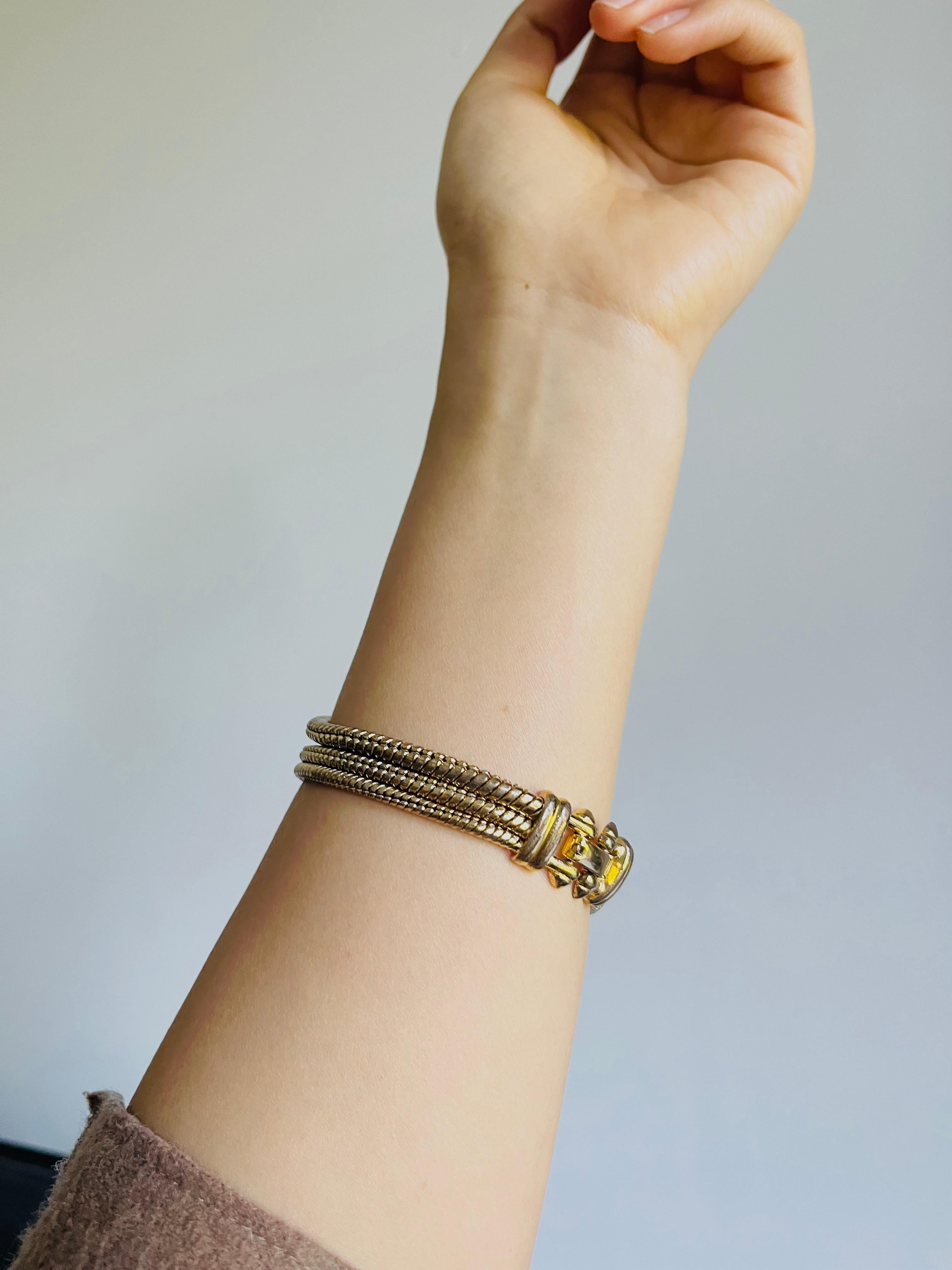 Christian Dior GROSSE 1970s Trio Layer Strands Rope Linked Chain Snake Bracelet 1