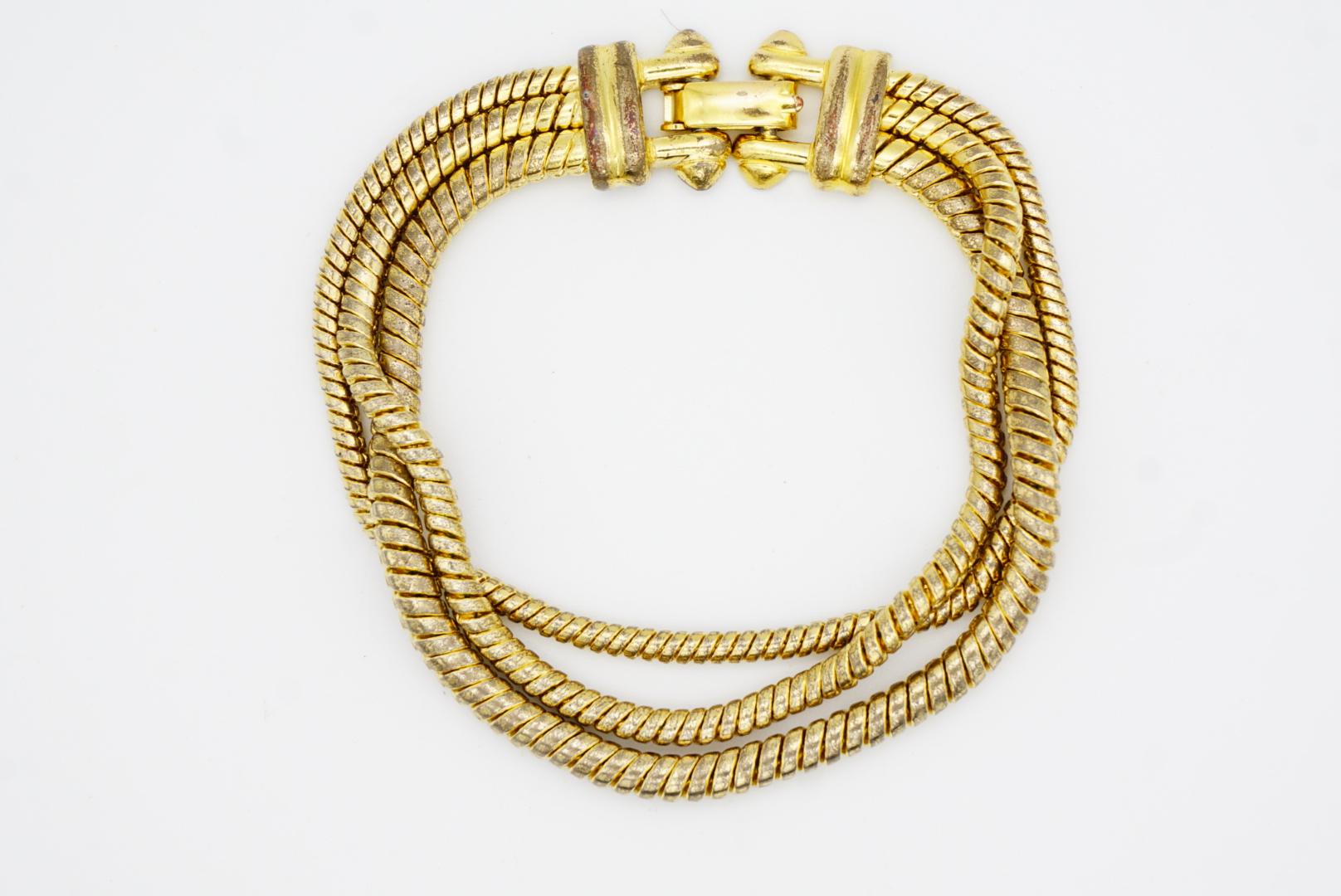 Christian Dior GROSSE 1970s Trio Layer Strands Rope Linked Chain Snake Bracelet 3