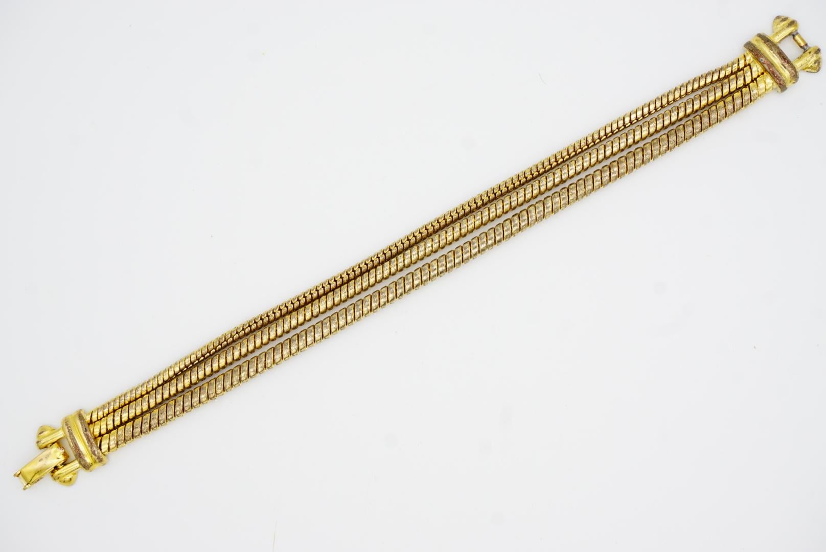 Christian Dior GROSSE 1970s Trio Layer Strands Rope Linked Chain Snake Bracelet 4