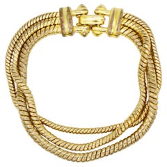 Christian Dior GROSSE 1970s Trio Layer Strands Rope Linked Chain Snake Bracelet