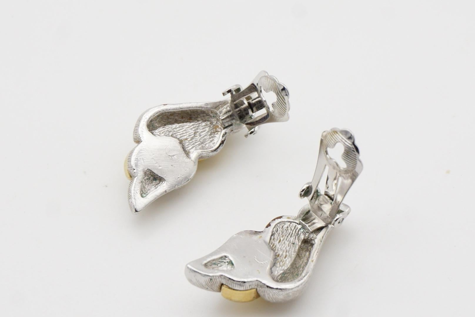 Christian Dior GROSSE 1970s Trio Spiral Fire Chunky Argento Oro Orecchini a Clip in vendita 7