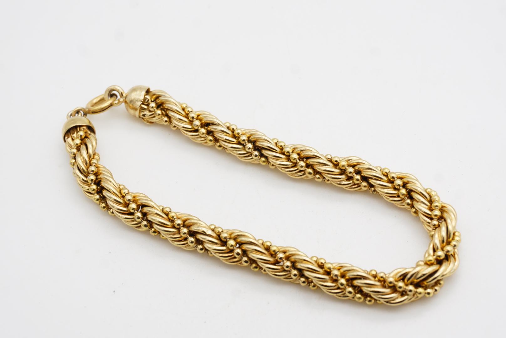 Christian Dior GROSSE 1970er Jahre Vintage Classic Swirl Twist Rope Chain Gold Bracelet im Angebot 5