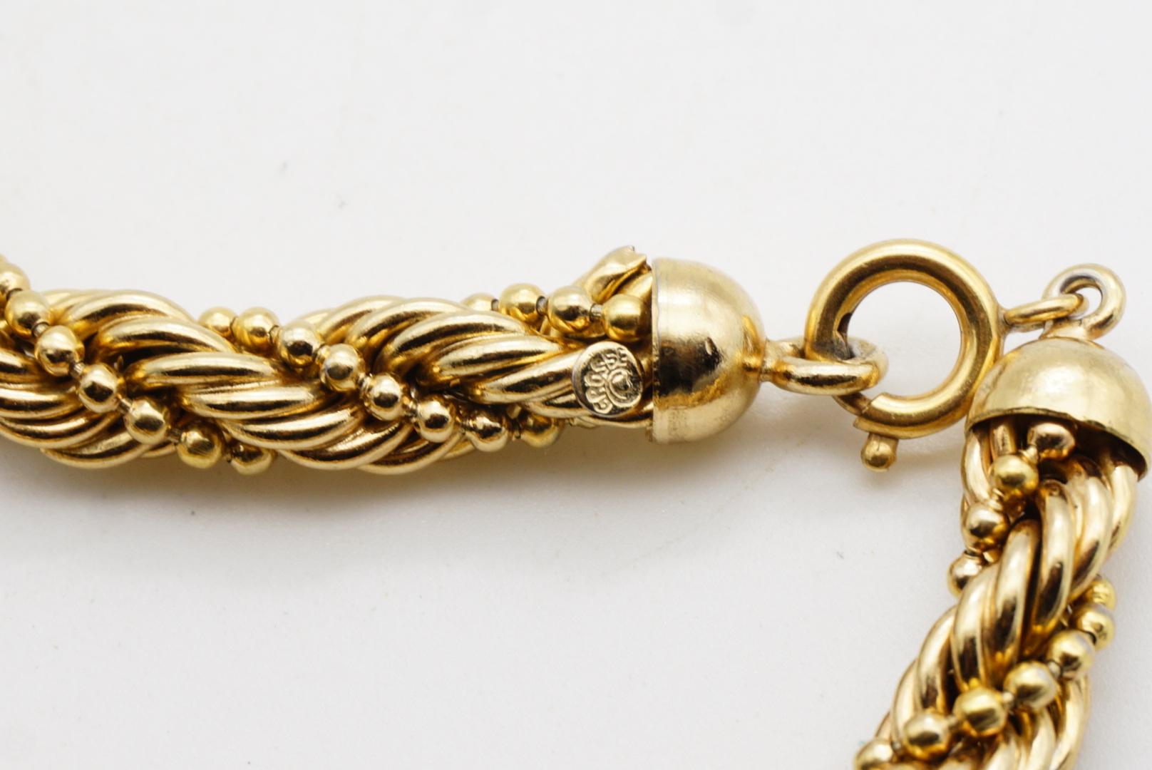 Christian Dior GROSSE 1970er Jahre Vintage Classic Swirl Twist Rope Chain Gold Bracelet im Angebot 7
