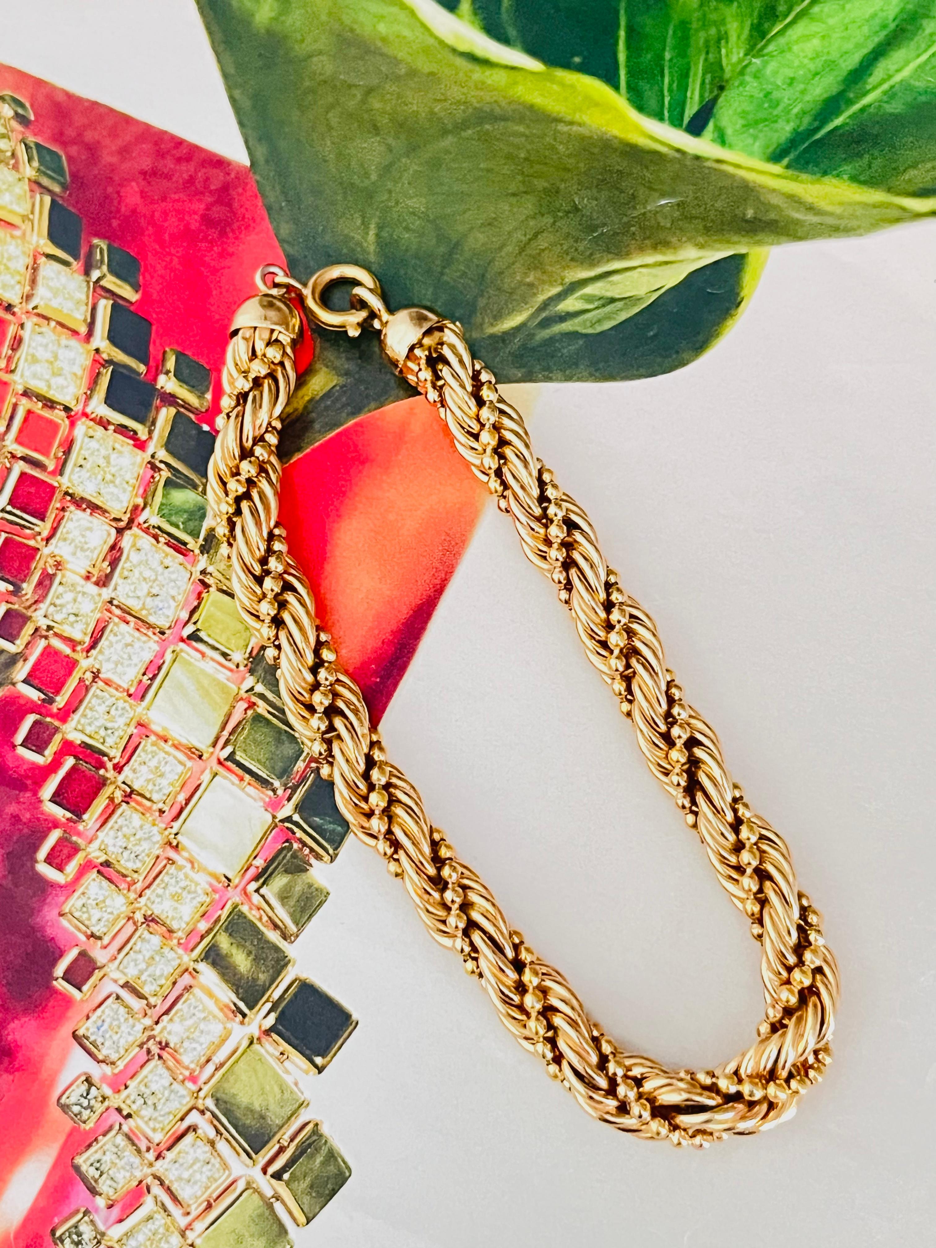Christian Dior GROSSE 1970er Jahre Vintage Classic Swirl Twist Rope Chain Gold Bracelet (Art déco) im Angebot
