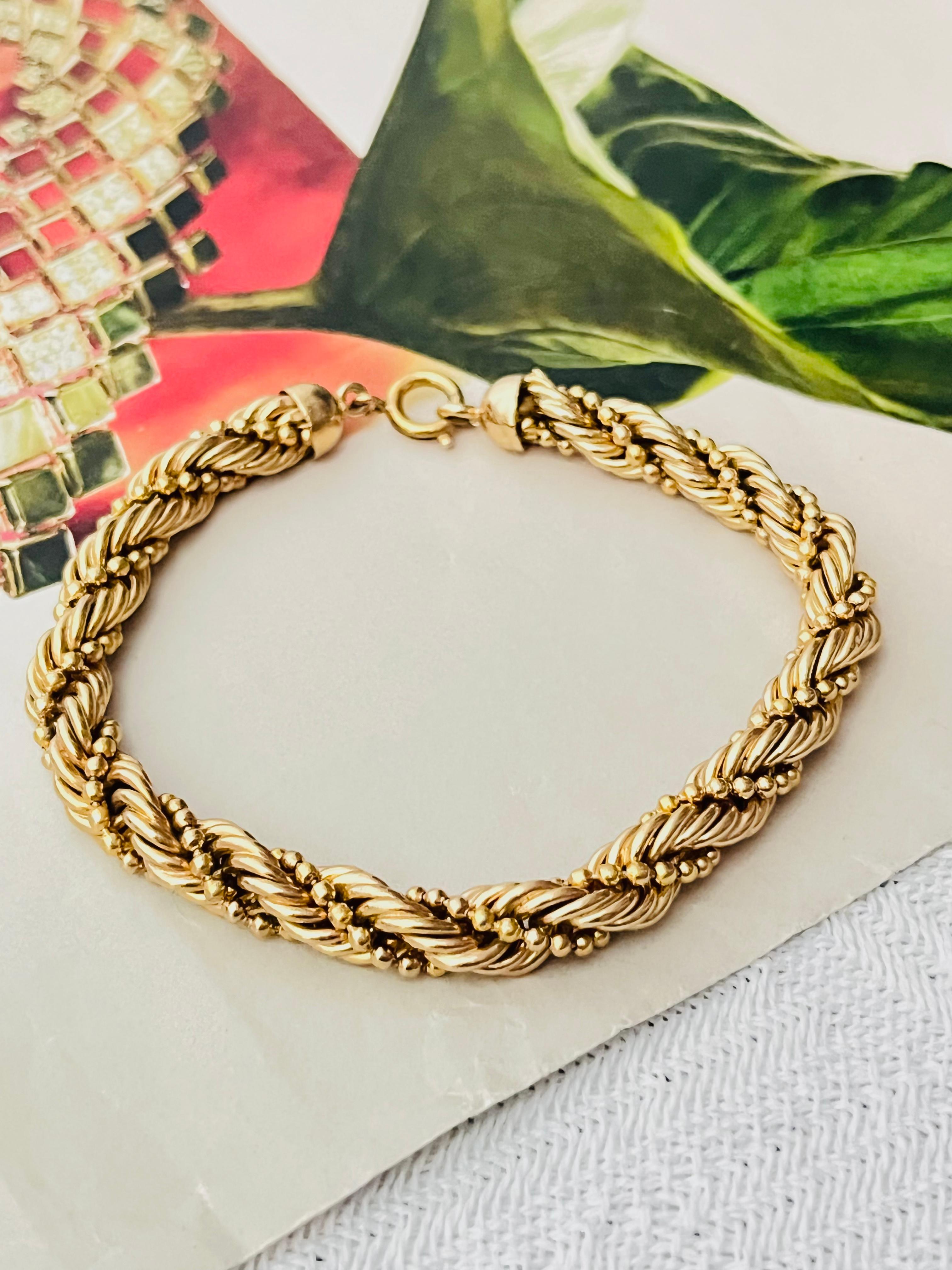 Christian Dior GROSSE 1970er Jahre Vintage Classic Swirl Twist Rope Chain Gold Bracelet im Zustand „Hervorragend“ im Angebot in Wokingham, England
