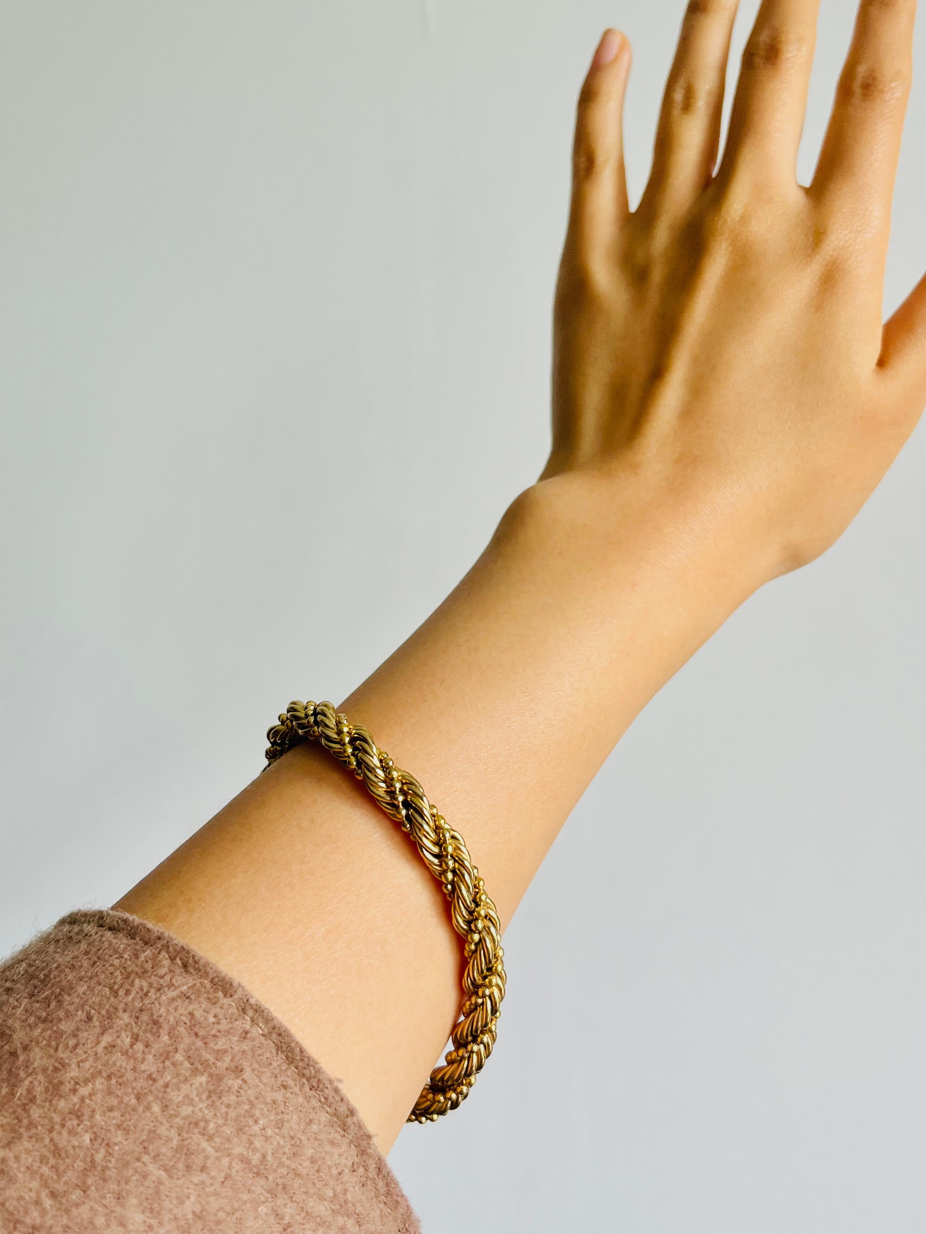 Christian Dior GROSSE 1970er Jahre Vintage Classic Swirl Twist Rope Chain Gold Bracelet für Damen oder Herren im Angebot