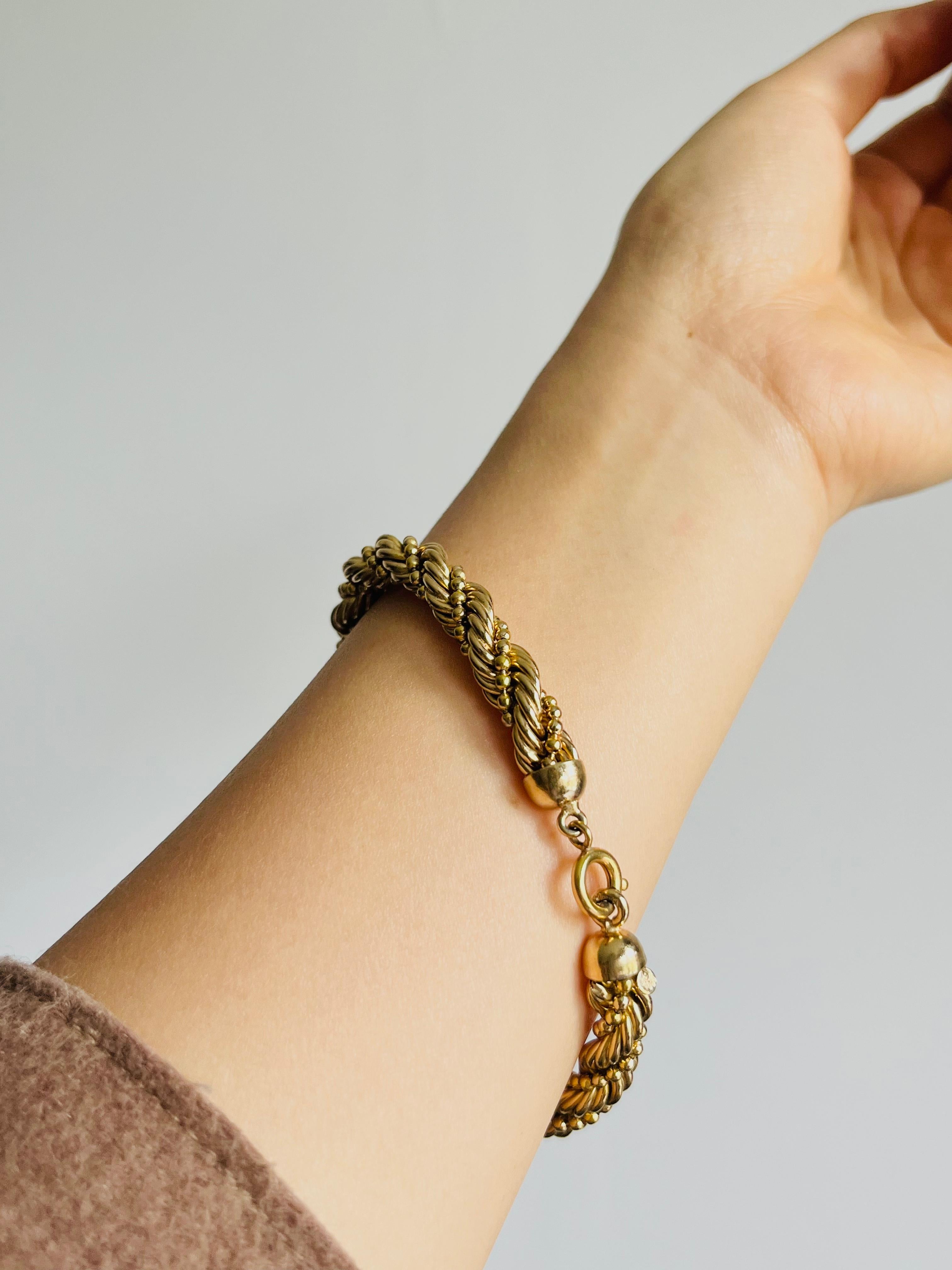 Christian Dior GROSSE 1970er Jahre Vintage Classic Swirl Twist Rope Chain Gold Bracelet im Angebot 1