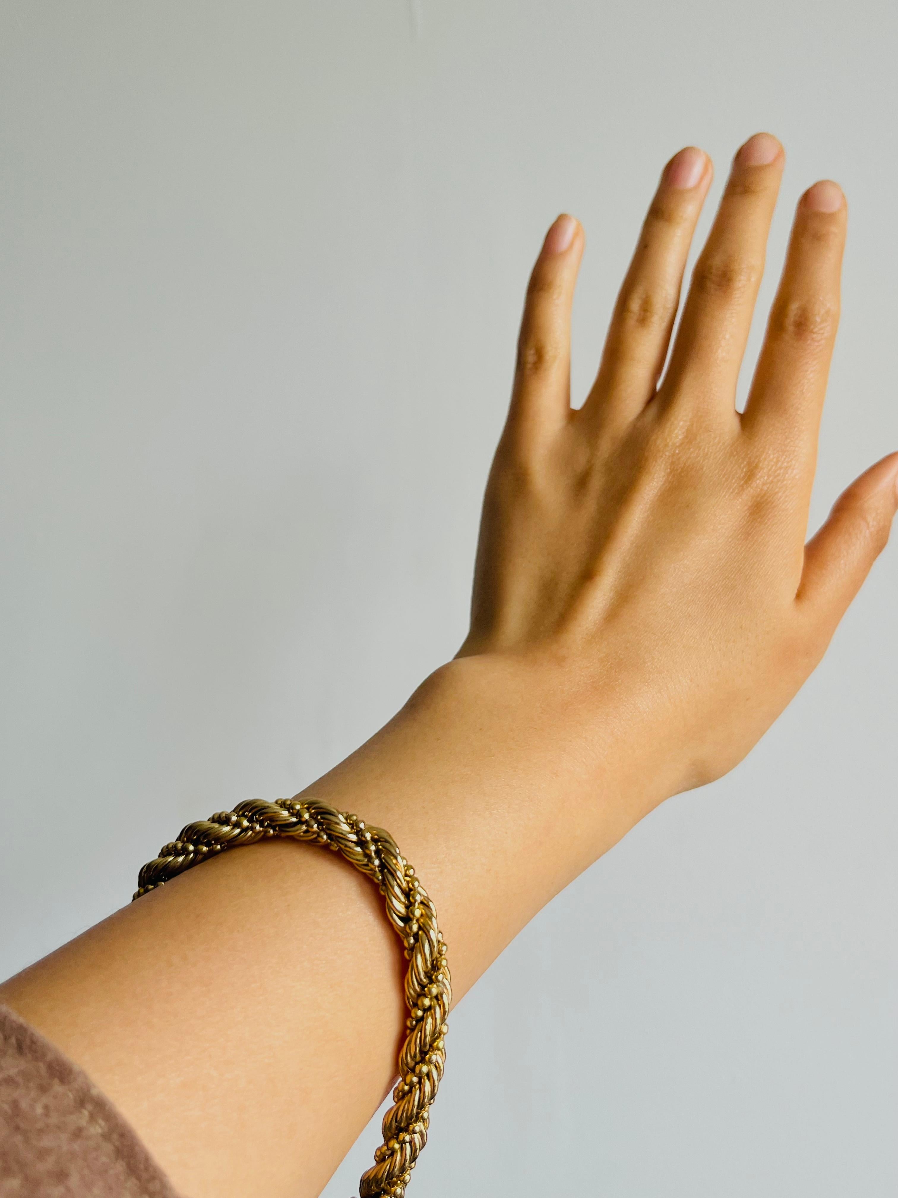 Christian Dior GROSSE 1970er Jahre Vintage Classic Swirl Twist Rope Chain Gold Bracelet im Angebot 2