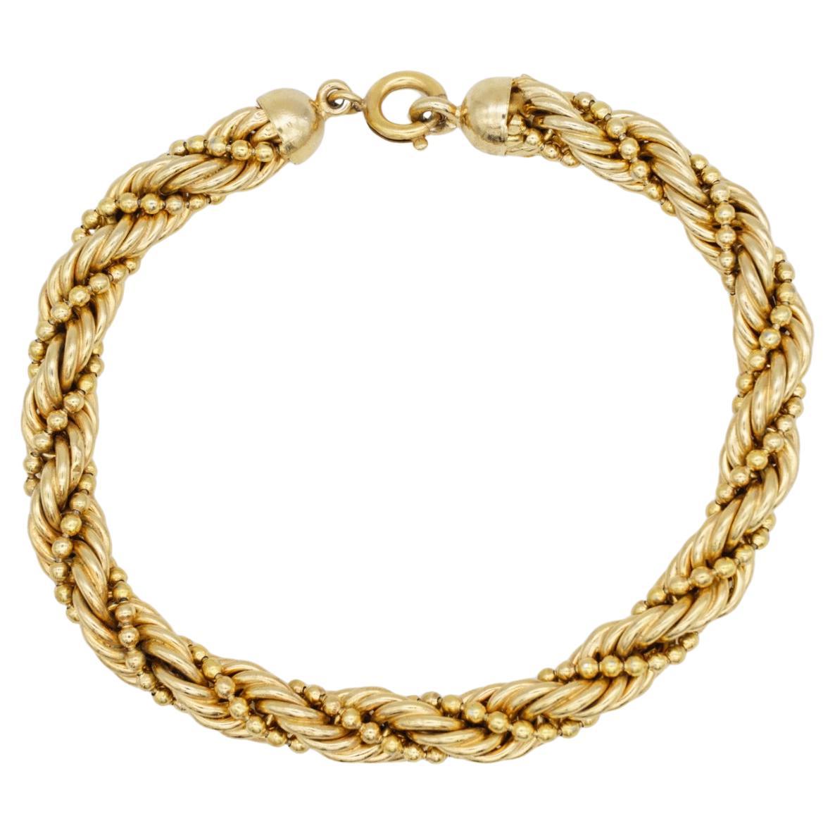 Christian Dior GROSSE 1970er Jahre Vintage Classic Swirl Twist Rope Chain Gold Bracelet im Angebot