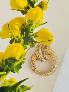 Christian Dior GROSSE 1970s Vintage Crystals Double Hoop Knot Twist Rope Brooch