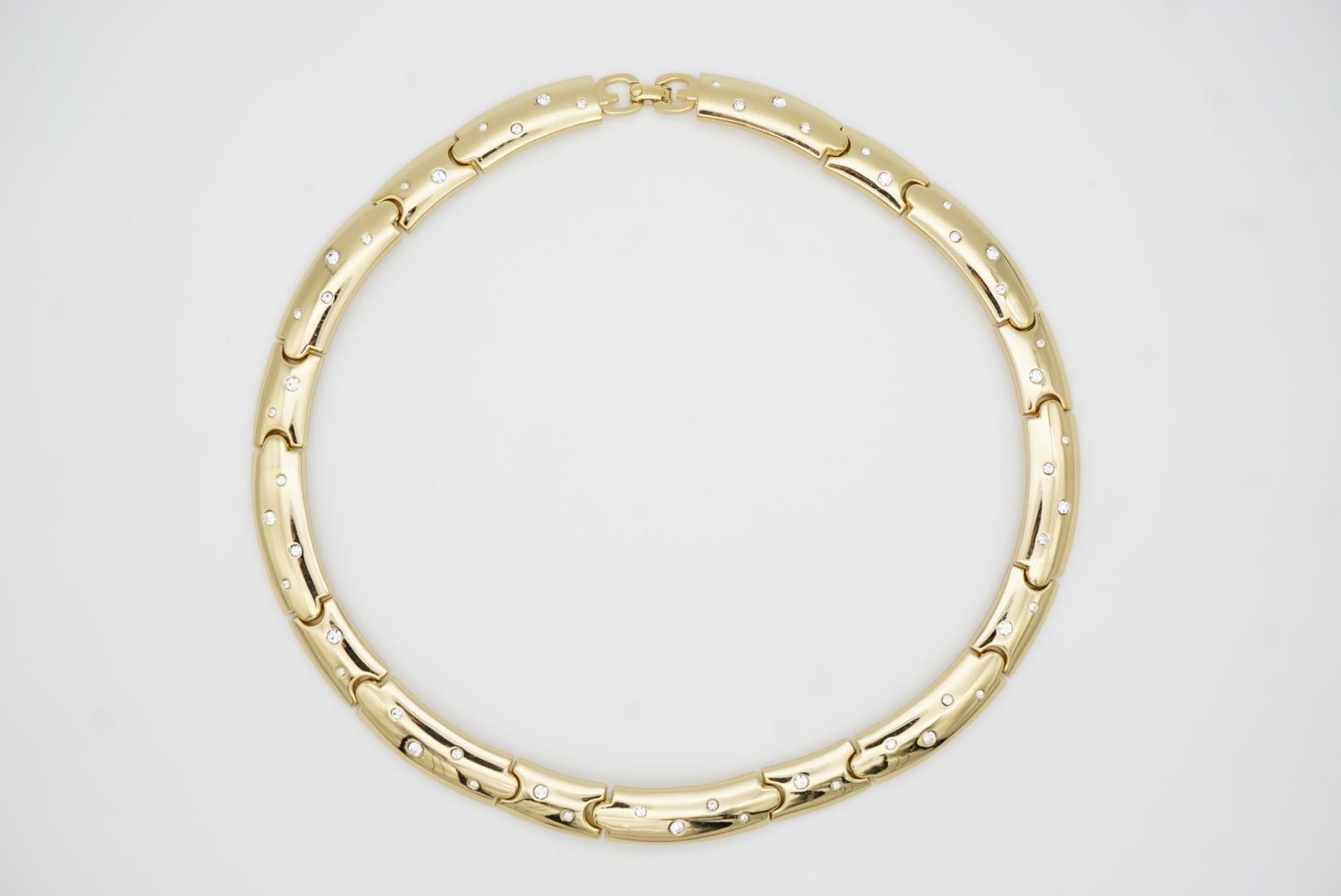 Christian Dior GROSSE 1970s Vintage Crystals Glow Link Choker Collare Collana in vendita 5
