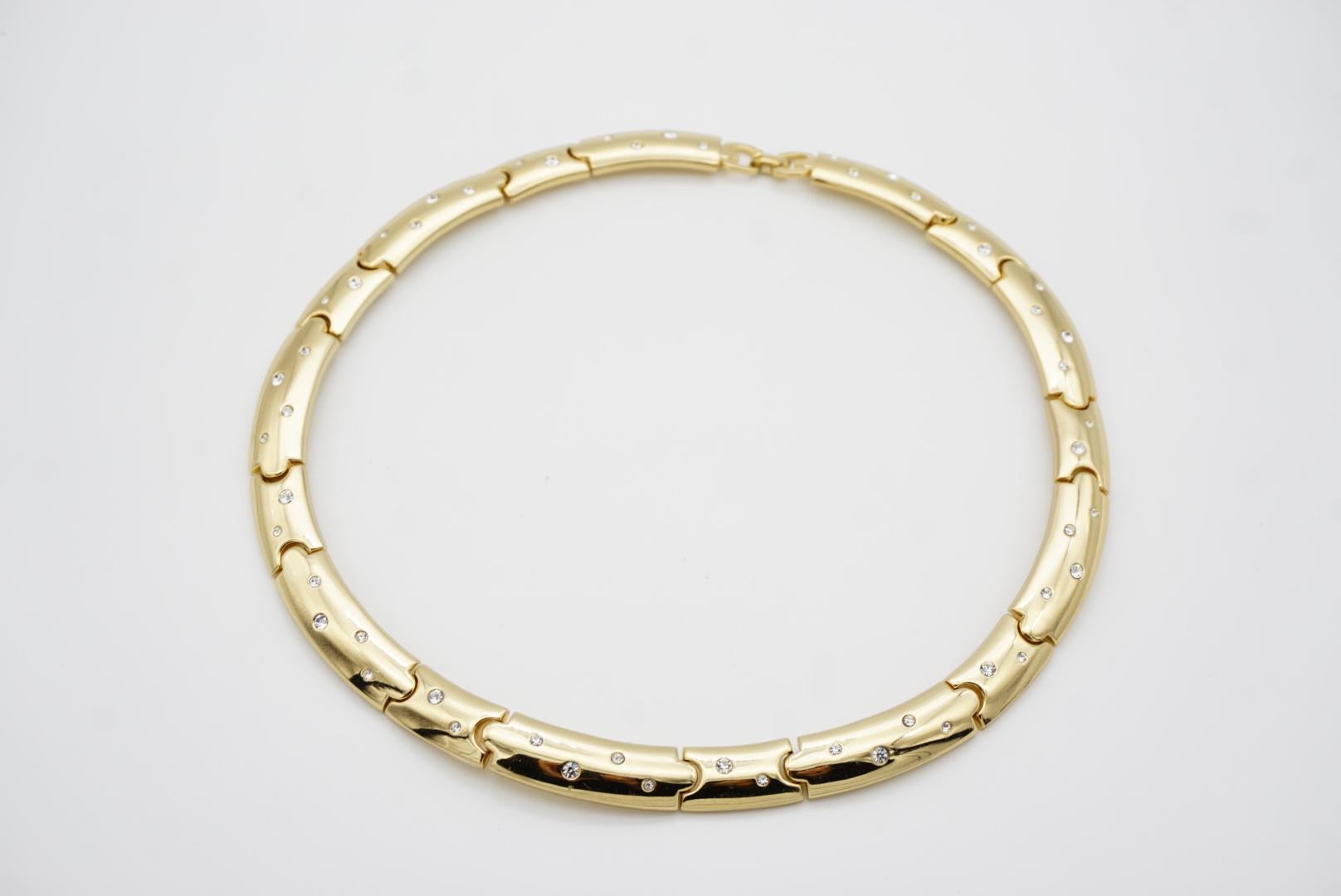 Christian Dior GROSSE 1970s Vintage Crystals Glow Link Choker Collare Collana in vendita 6
