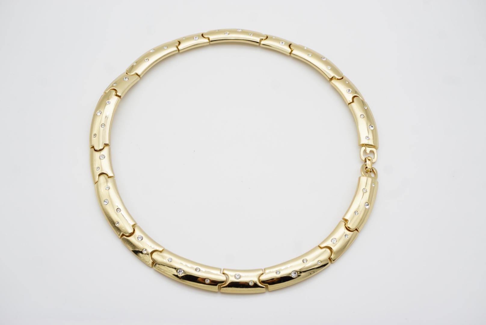 Christian Dior GROSSE 1970s Vintage Crystals Glow Link Choker Collare Collana in vendita 7