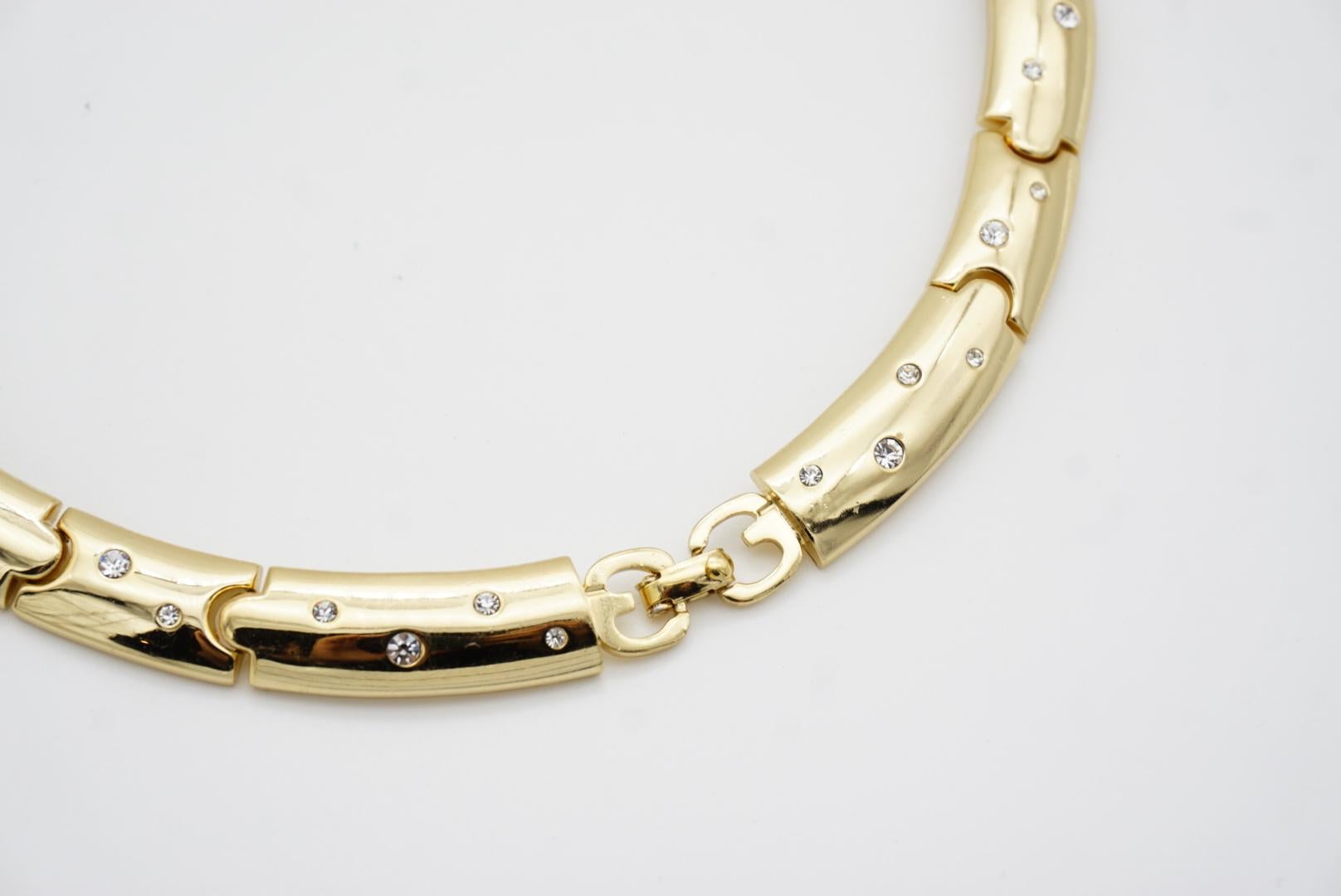 Christian Dior GROSSE 1970s Vintage Crystals Glow Link Choker Collare Collana in vendita 8