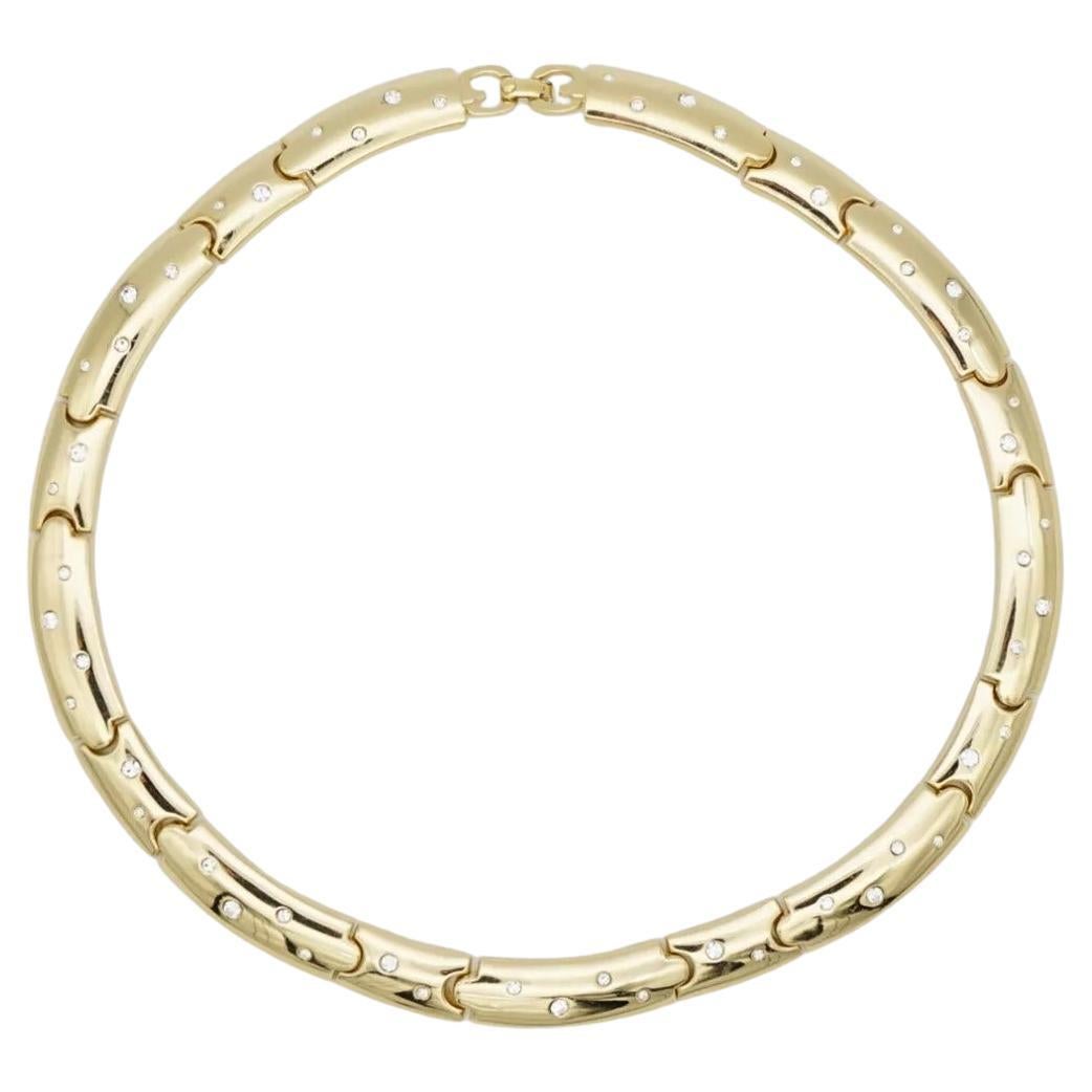 Christian Dior GROSSE 1970s Vintage Crystals Glow Link Choker Collar Necklace