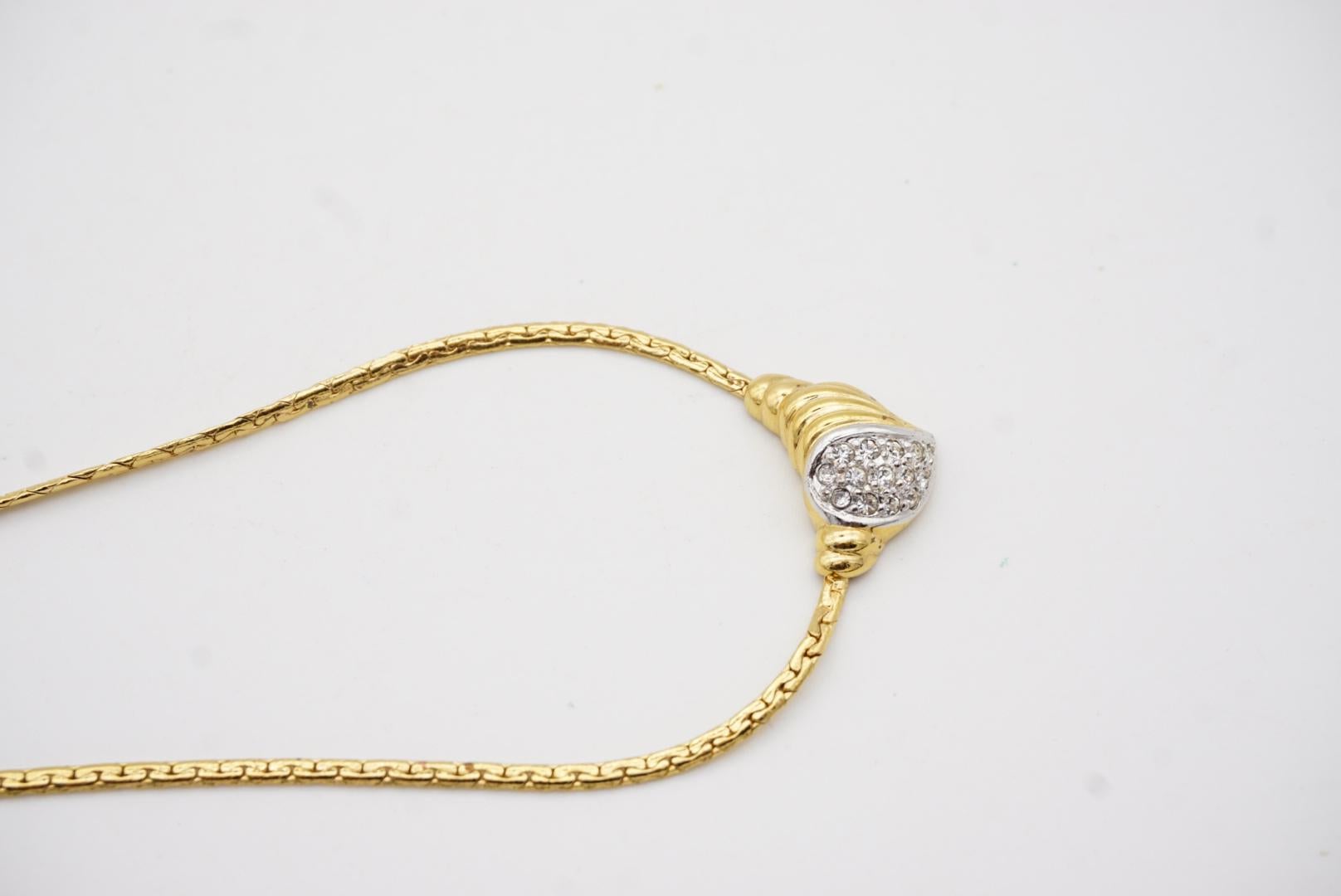 Christian Dior GROSSE 1970s Vintage Crystals Silver Gold Heart Pendant Necklace 7