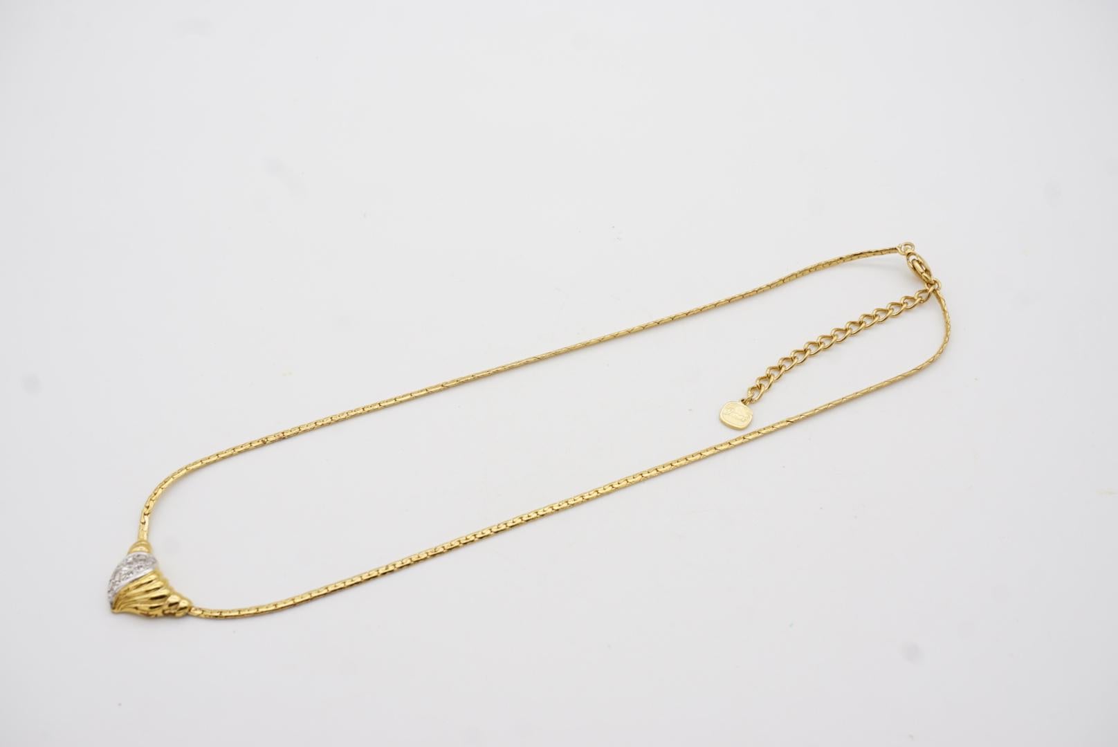Christian Dior GROSSE 1970s Vintage Crystals Silver Gold Heart Pendant Necklace 9