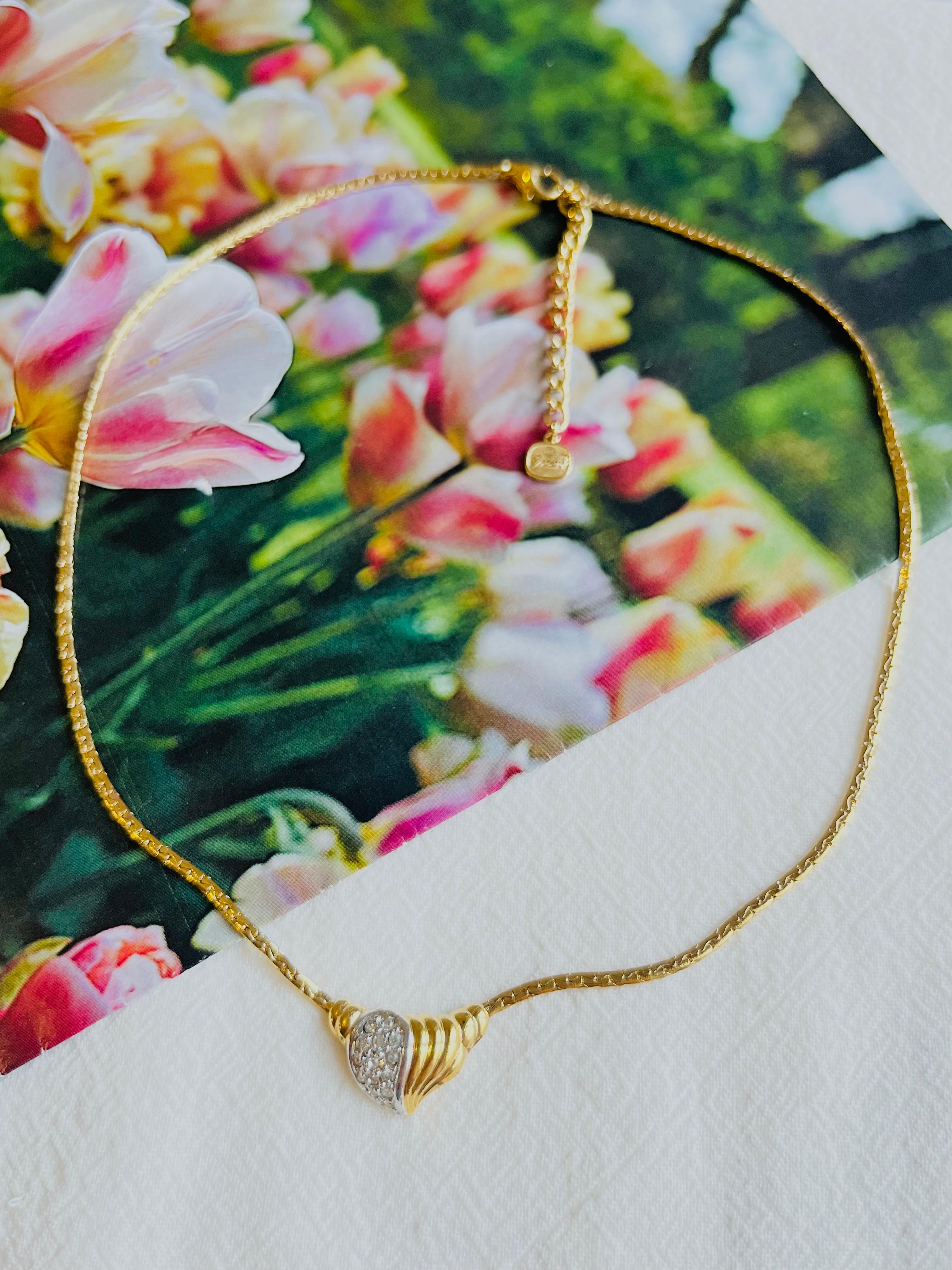 Art Deco Christian Dior GROSSE 1970s Vintage Crystals Silver Gold Heart Pendant Necklace