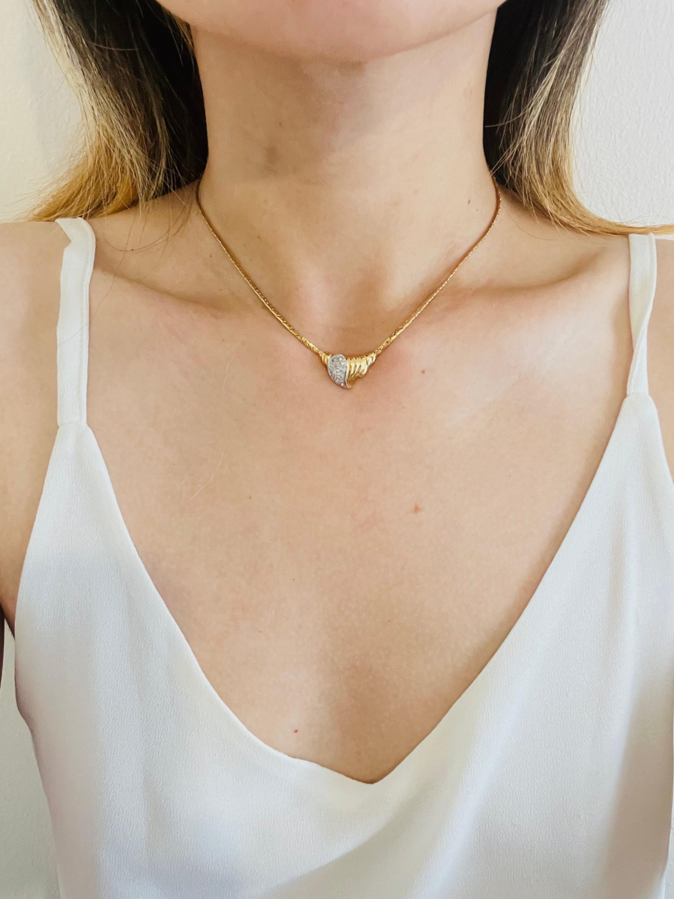 Christian Dior GROSSE 1970s Vintage Crystals Silver Gold Heart Pendant Necklace 2