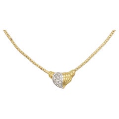 Christian Dior GROSSE 1970s Vintage Crystals Silver Gold Heart Pendant Necklace