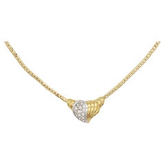 Christian Dior GROSSE 1970s Vintage Cristalli Argento Oro Collana con Ciondolo Cuore