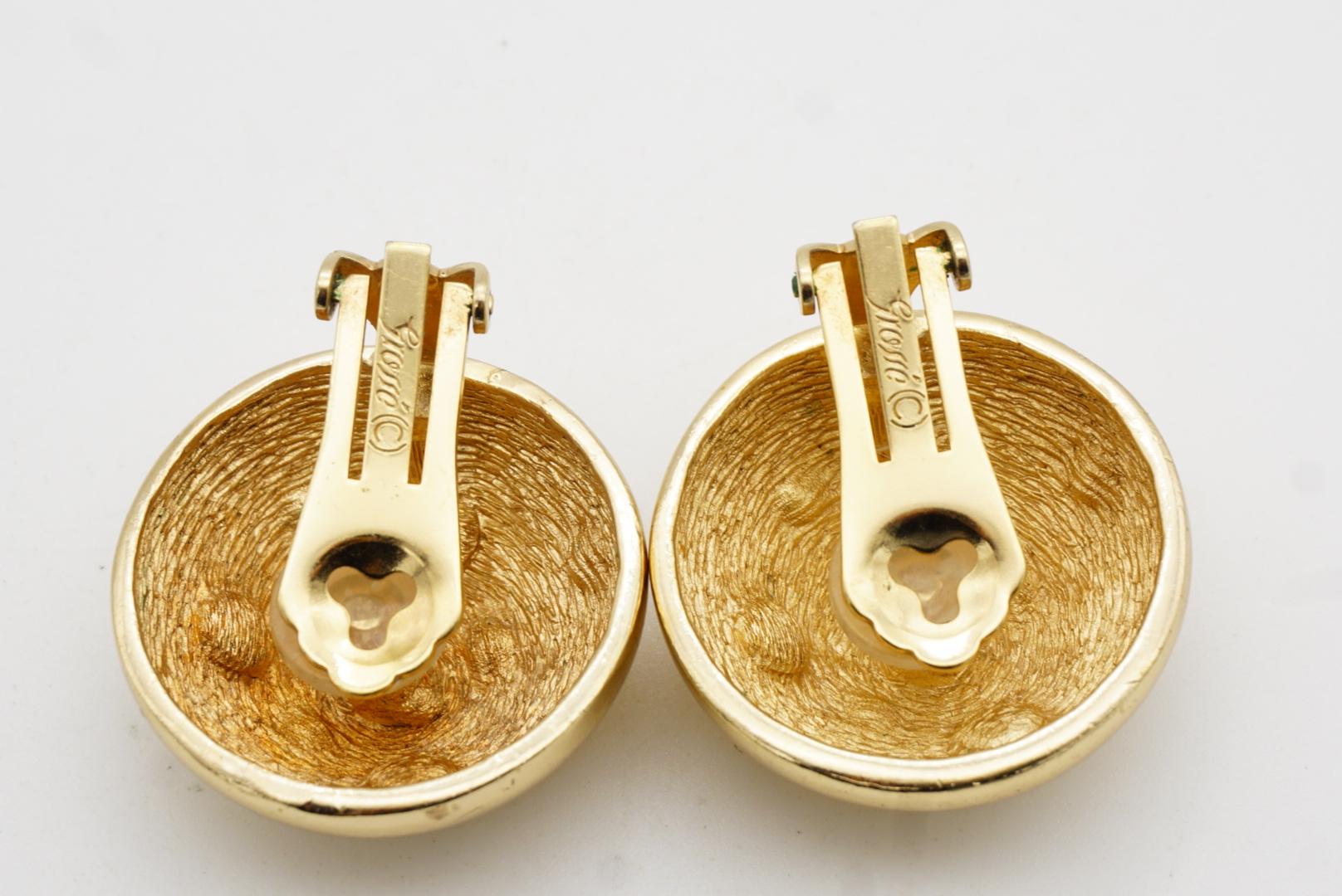 Christian Dior GROSSE 1970s Vintage Glow Circle Crystal Dome Clip Gold Earrings For Sale 6