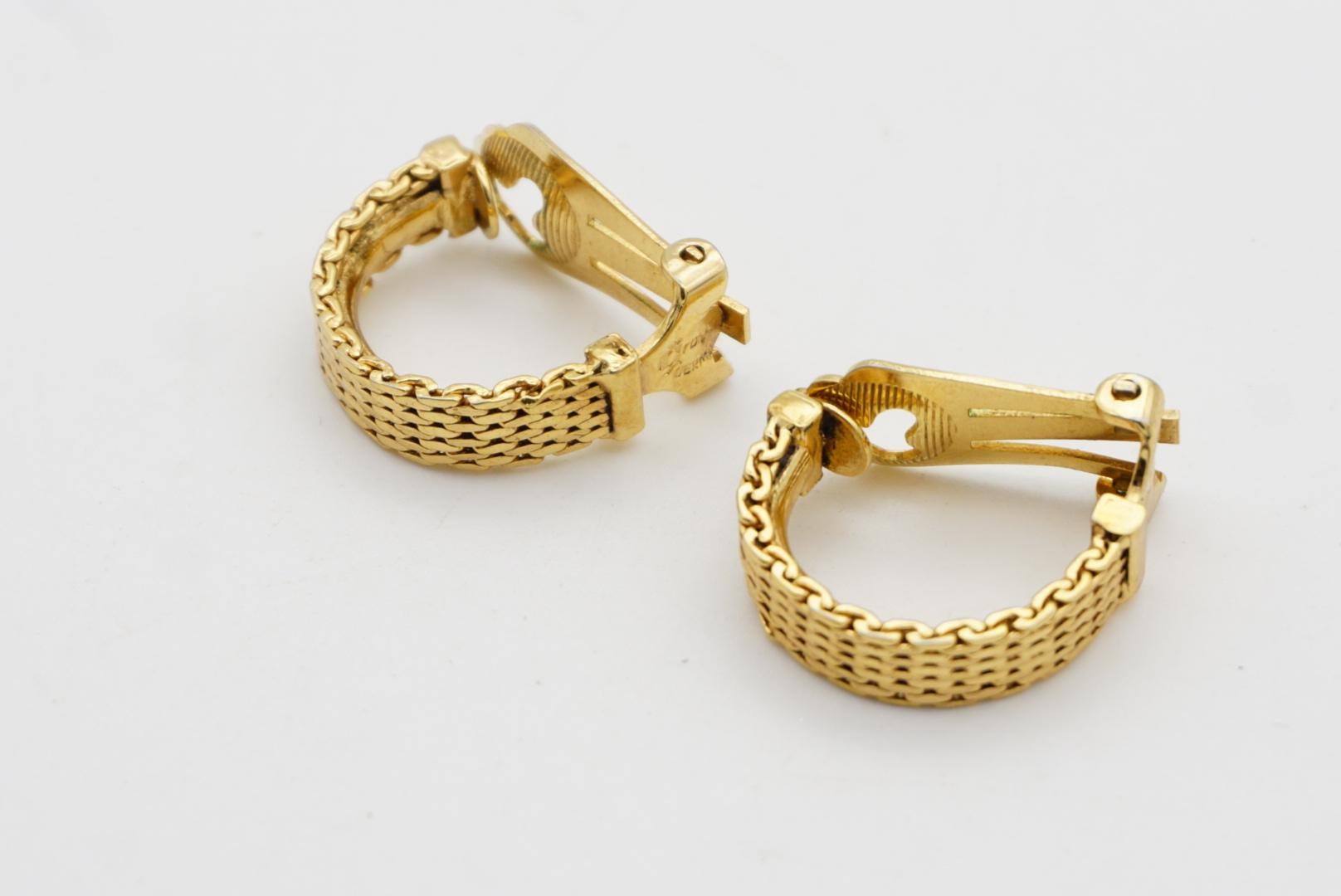 Christian Dior GROSSE 1970s Vintage Half Snake Hoop Modernist Gold Clip Earrings 5