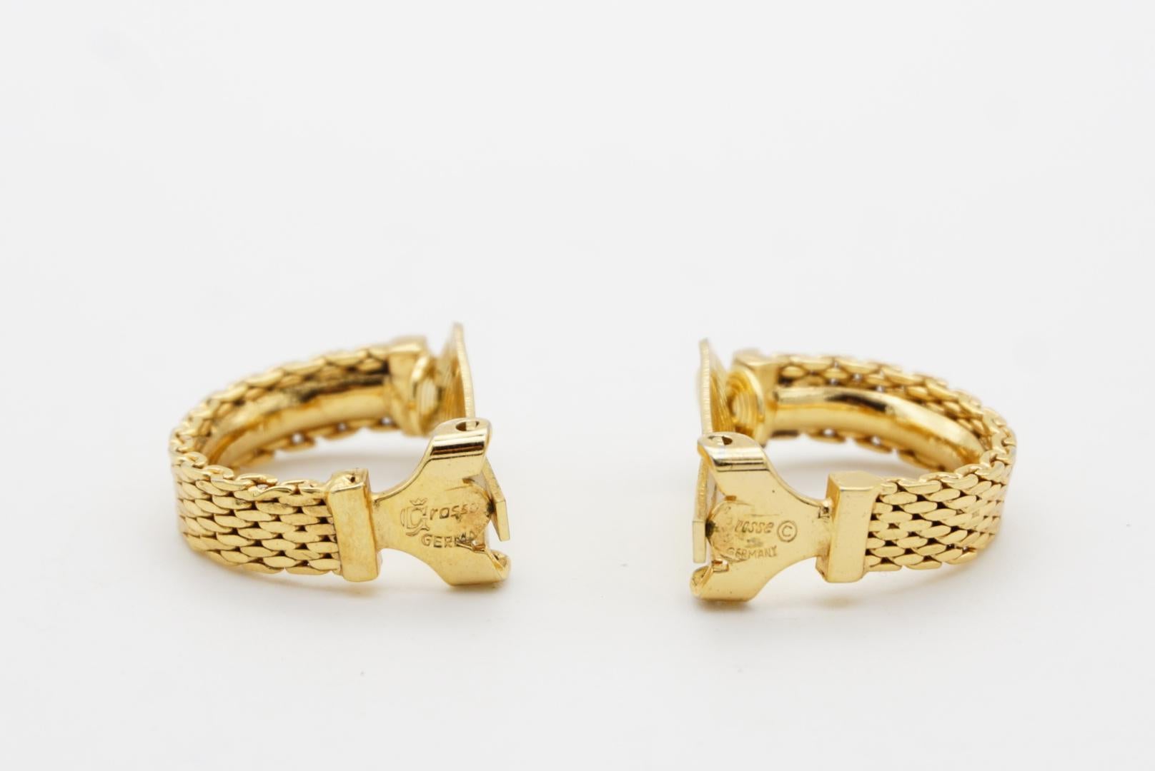 Christian Dior GROSSE 1970s Vintage Half Snake Hoop Modernist Gold Clip Earrings 6