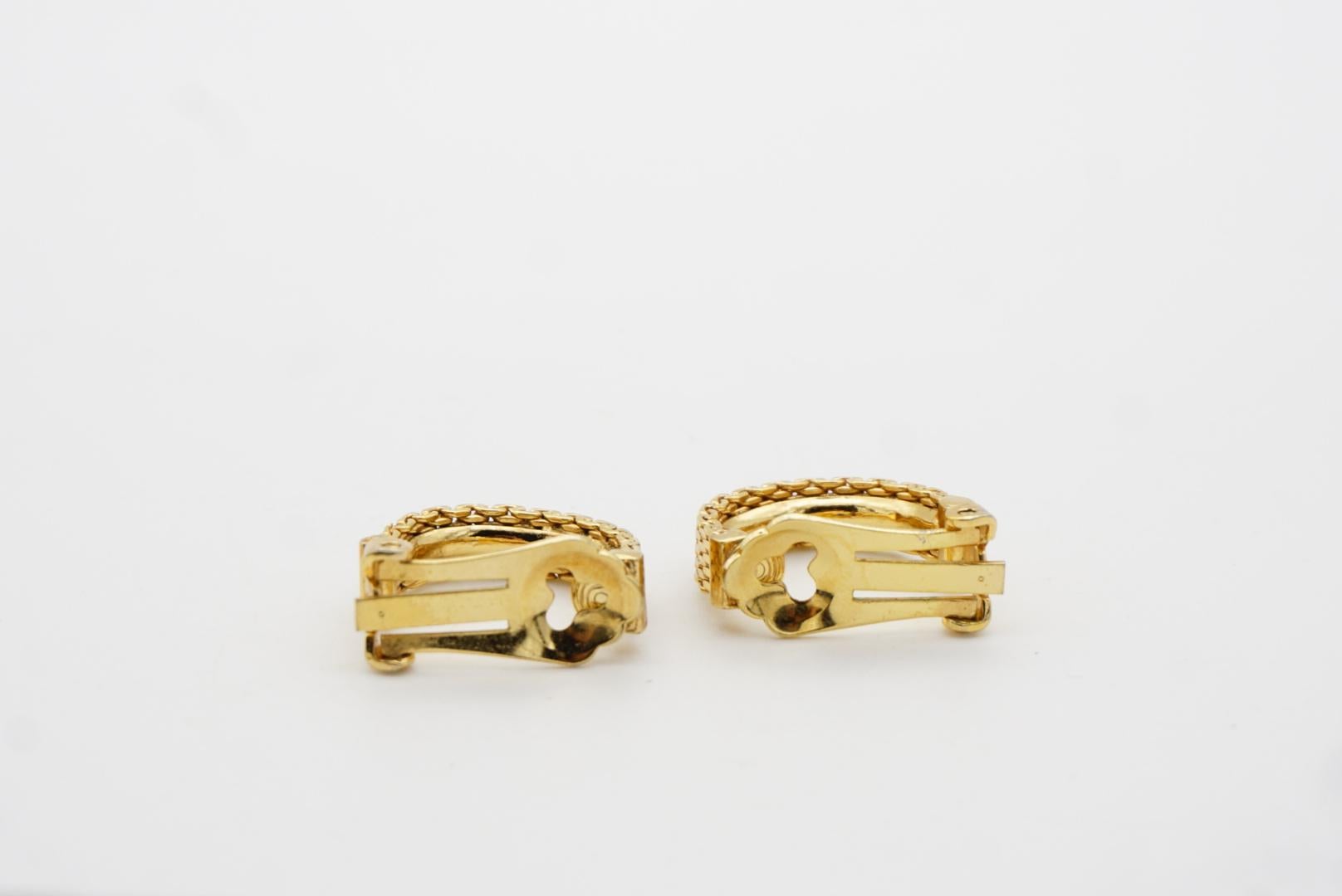 Christian Dior GROSSE 1970s Vintage Half Snake Hoop Modernist Gold Clip Earrings 7