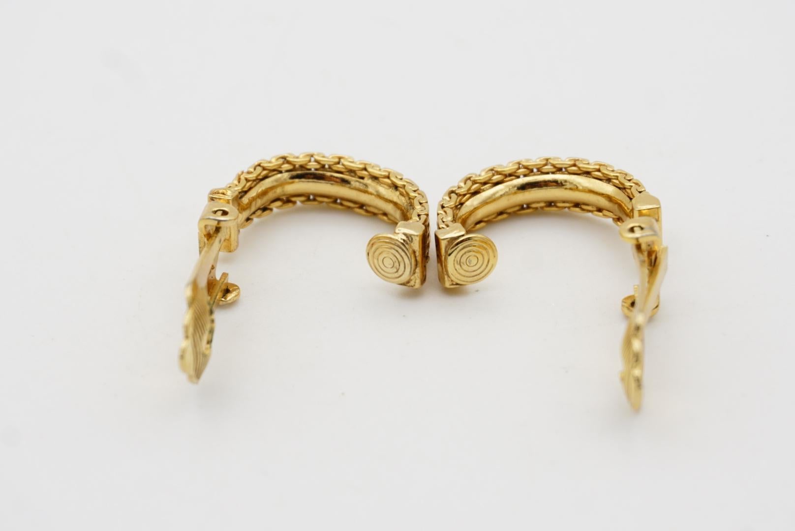Christian Dior GROSSE 1970s Vintage Half Snake Hoop Modernist Gold Clip Earrings 8