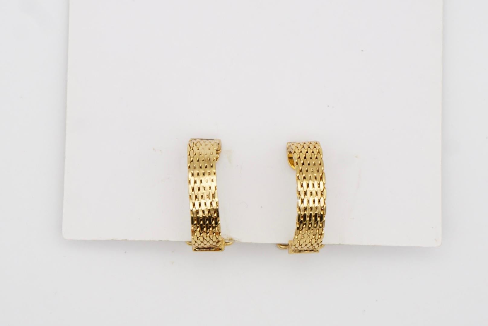 Christian Dior GROSSE 1970s Vintage Half Snake Hoop Modernist Gold Clip Earrings 2