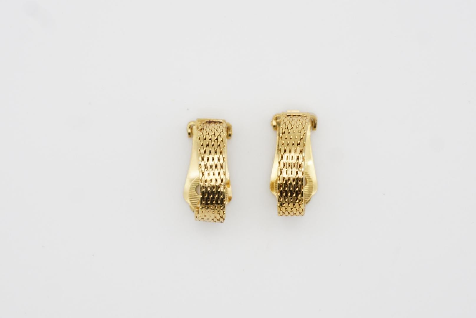Christian Dior GROSSE 1970s Vintage Half Snake Hoop Modernist Gold Clip Earrings 3
