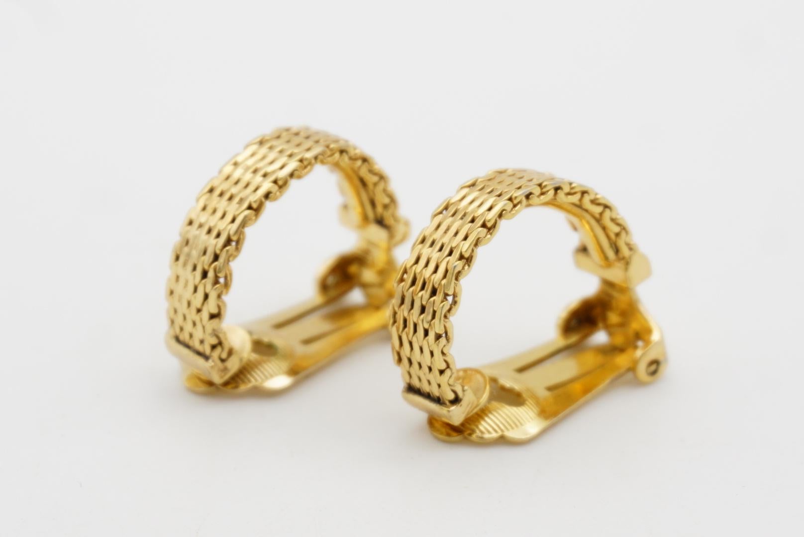 Christian Dior GROSSE 1970s Vintage Half Snake Hoop Modernist Gold Clip Earrings 4