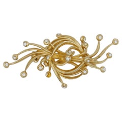Christian Dior GROSSE 1970s Vintage Intertwined Firework Twist Crystals Brooch