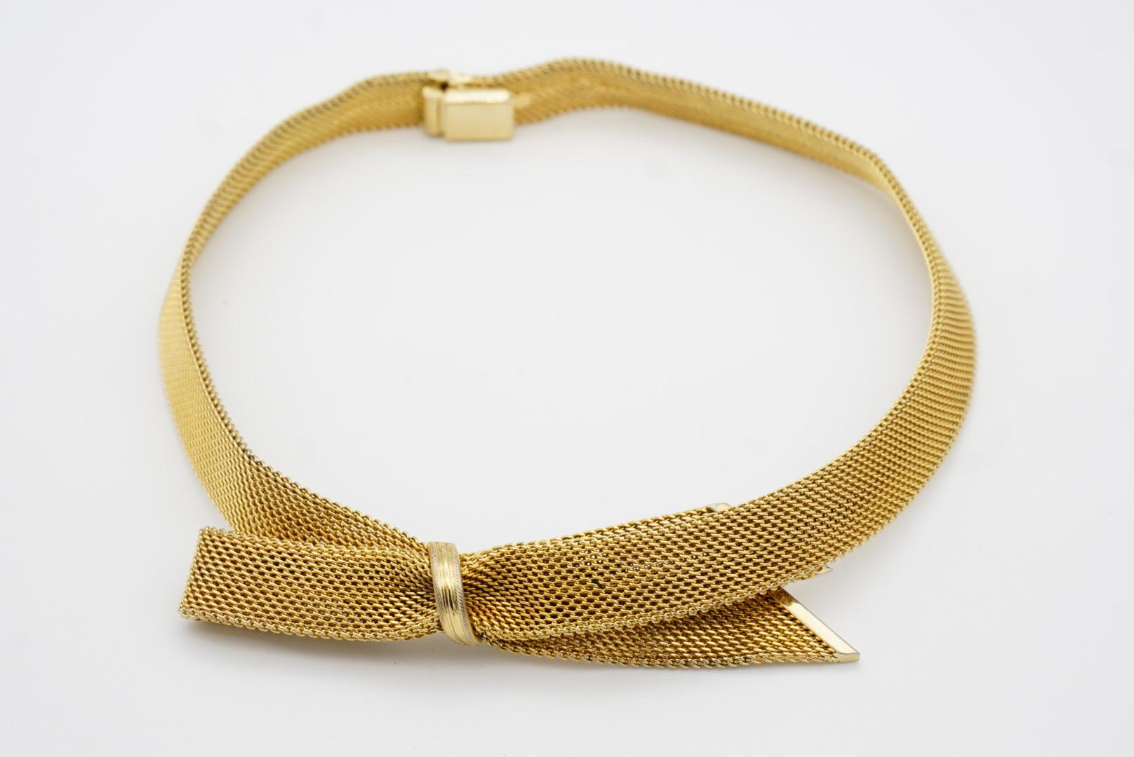 Christian Dior GROSSE, collier Omega tissé vintage en maille avec nœud papillon et ruban, années 1970 en vente 5