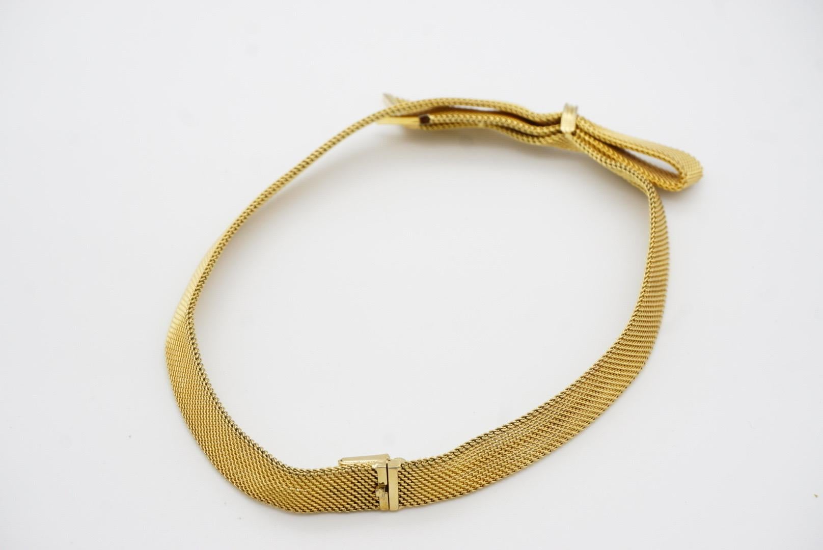 Christian Dior GROSSE 1970s Vintage Knot Bow Ribbon Mesh Woven Omega Necklace 7